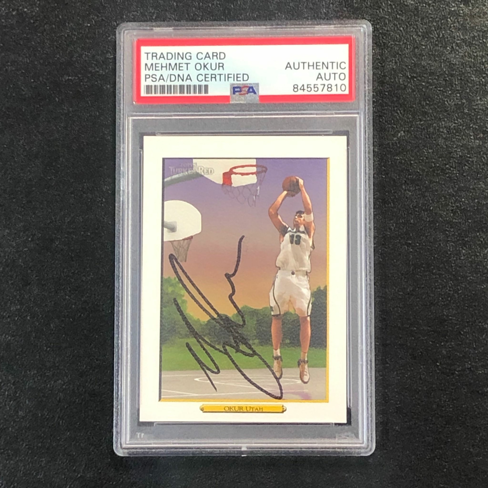 2006-07 Topps Turkey Red #101 Mehmet Okur Signed Card AUTO PSA Slabbed Jazz
