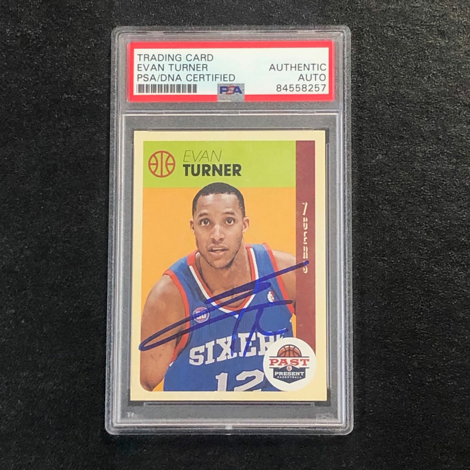 2012-13 Panini Past & Present #38 Evan Turner Signed Card AUTO PSA Slabbed 76ers
