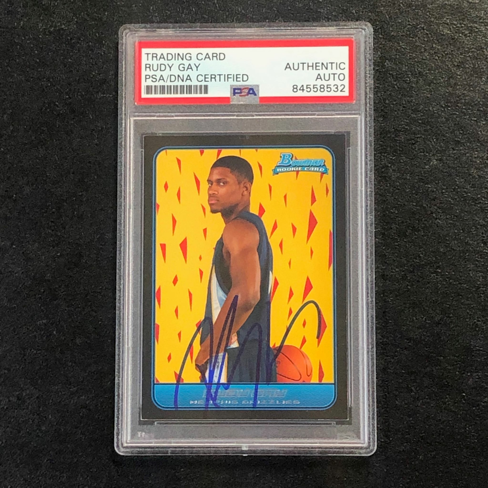 2006-07 Bowman #122 Rudy Gay Signed Card AUTO PSA Slabbed RC Grizzlies
