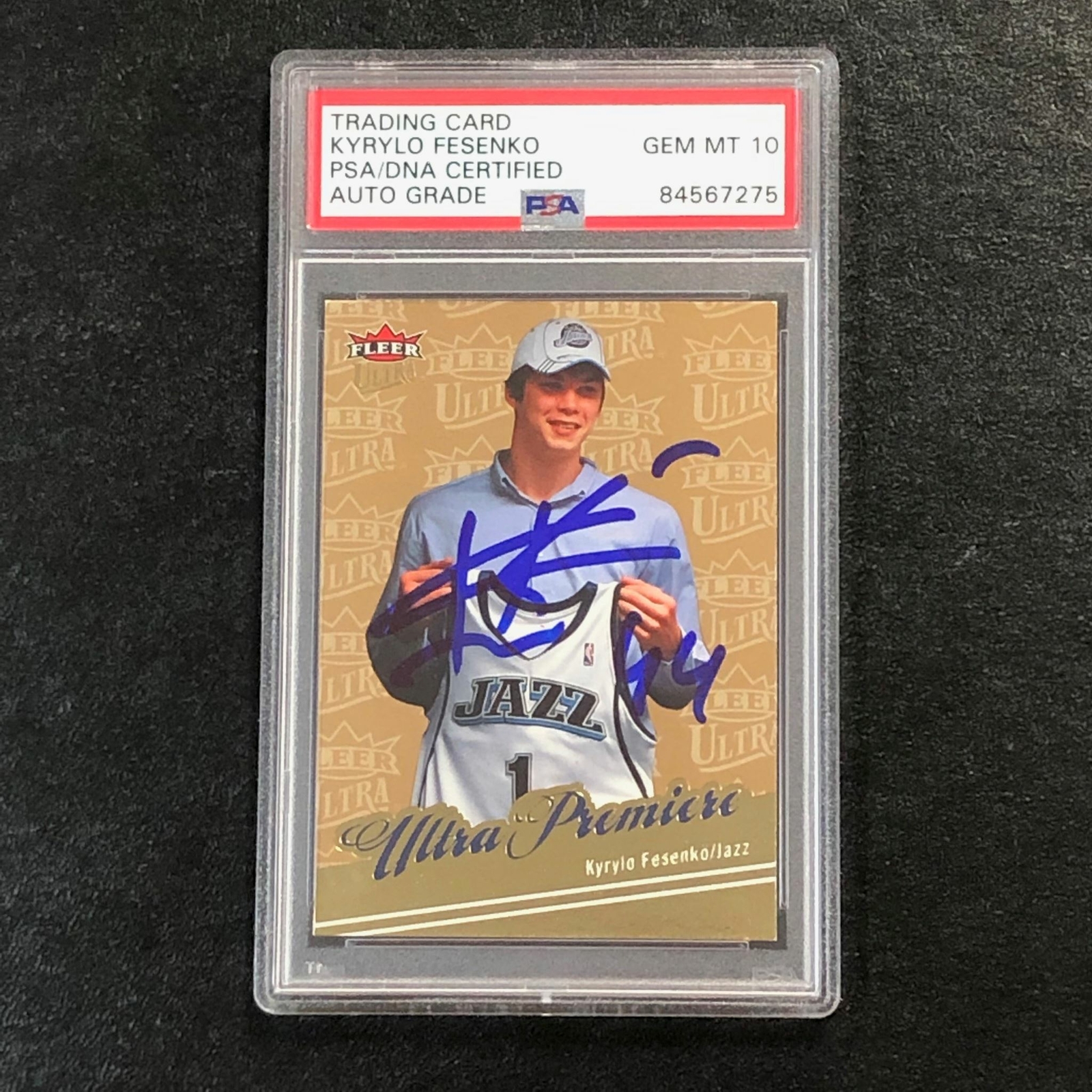 2007-08 Fleer Ultra #223 Kyrylo Fesenko Signed Card PSA/DNA AUTO 10 Slabbed Jazz
