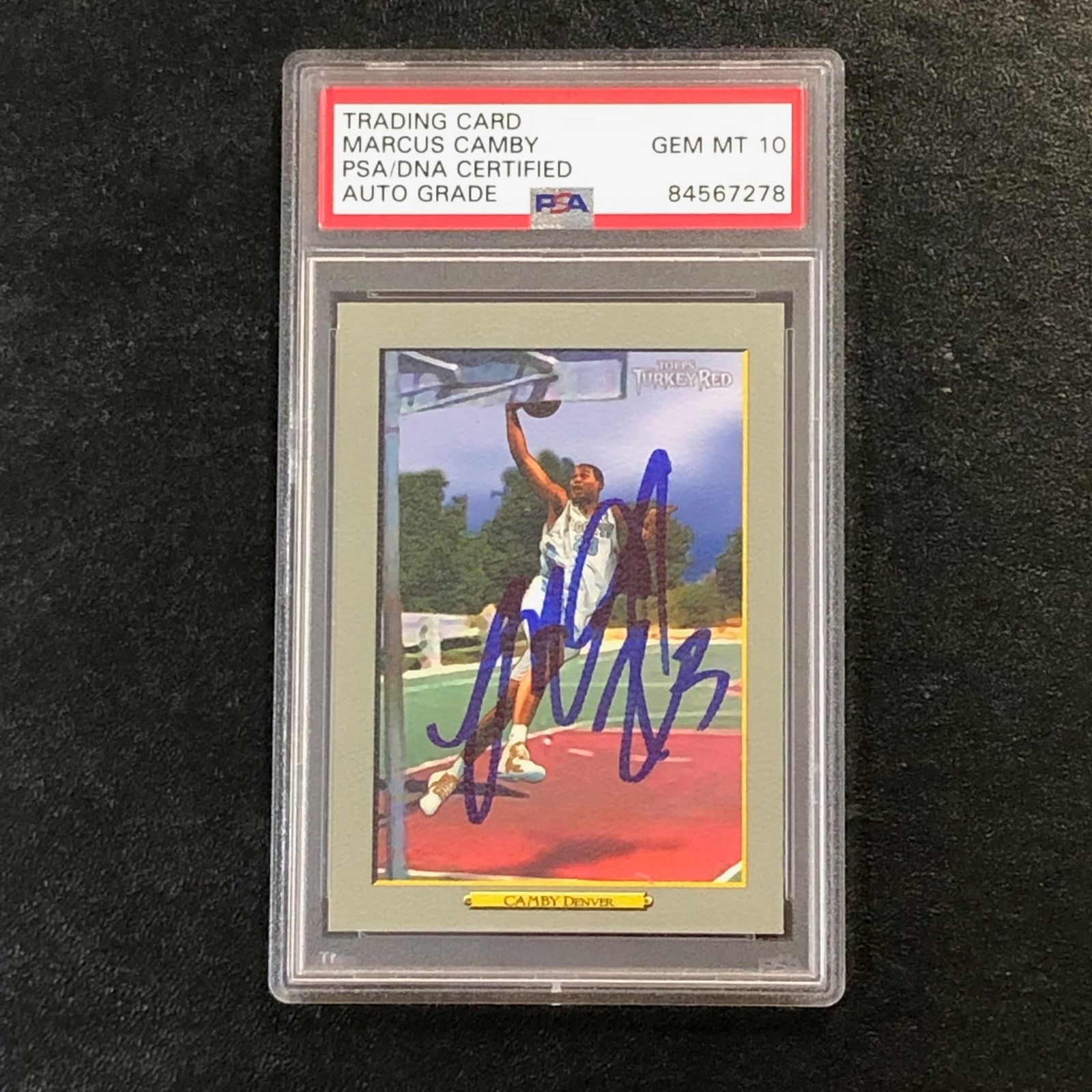 2006-07 Topps Turkey Red #174 Marcus Camby Signed AUTO 10 PSA Slabbed Nuggets
