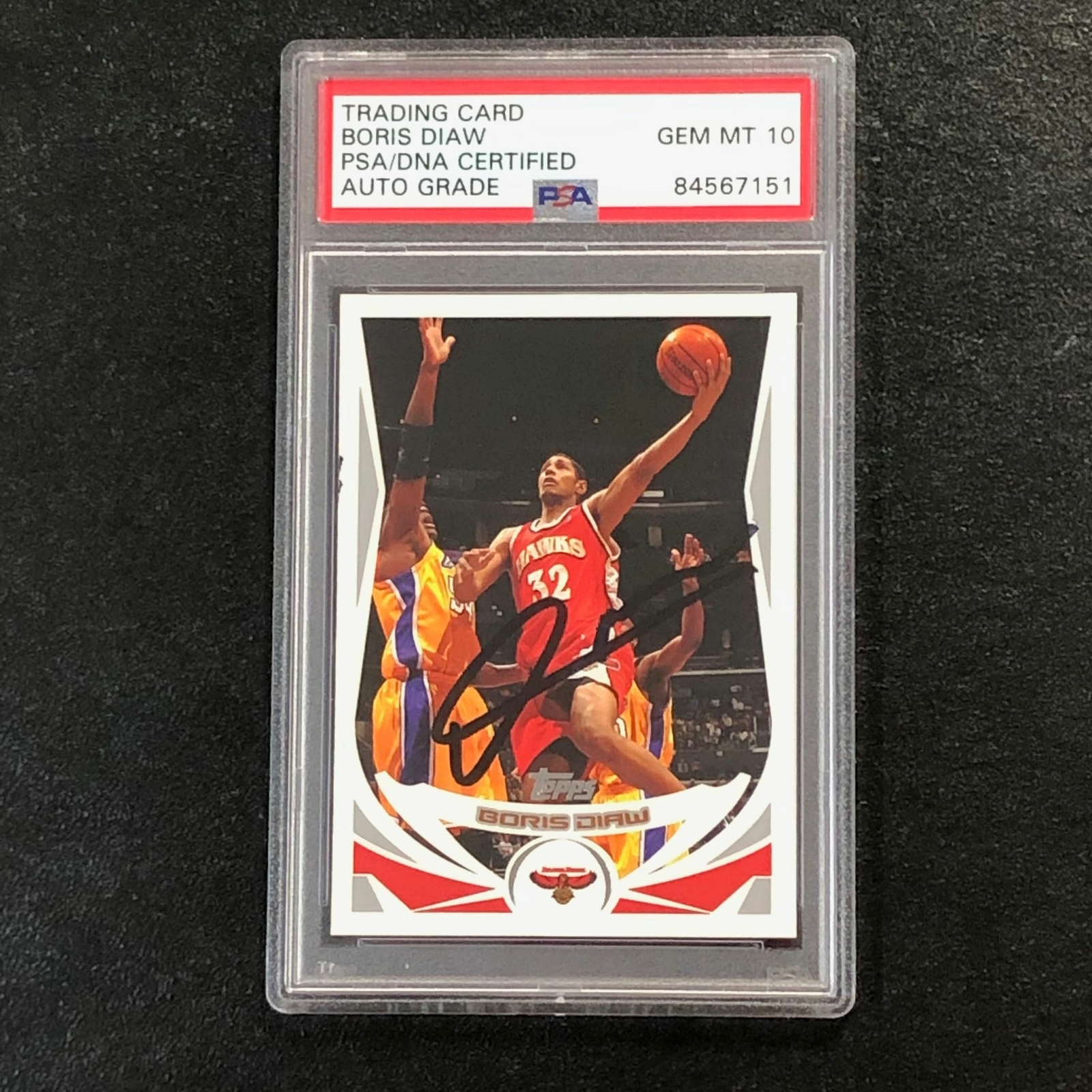 2004 NBA Topps #65 Boris Diaw Signed Card AUTO 10 PSA Slabbed RC

