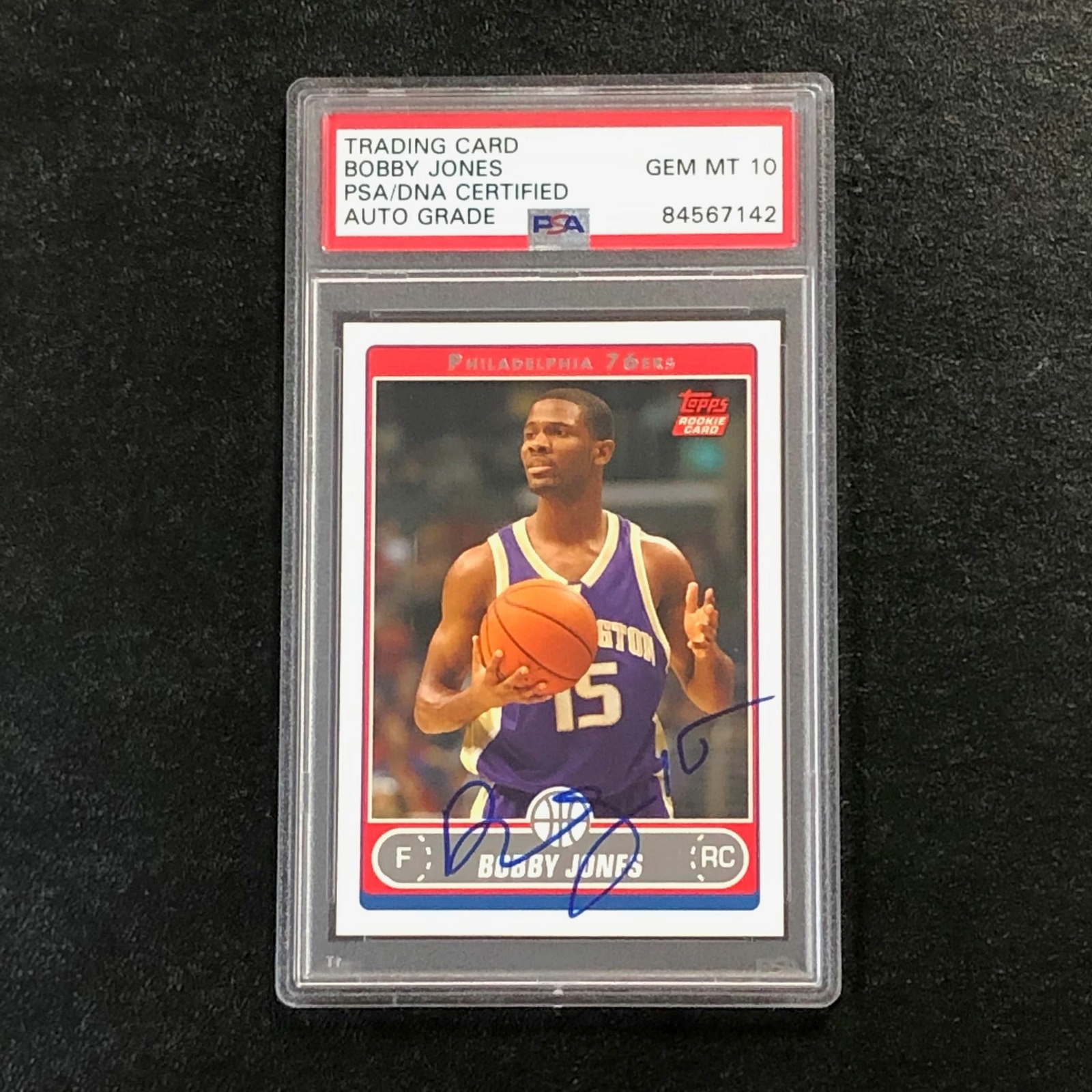 2006-07 Topps #262 Bobby Jones Signed Card AUTO 10 PSA Slabbed RC 76ers
