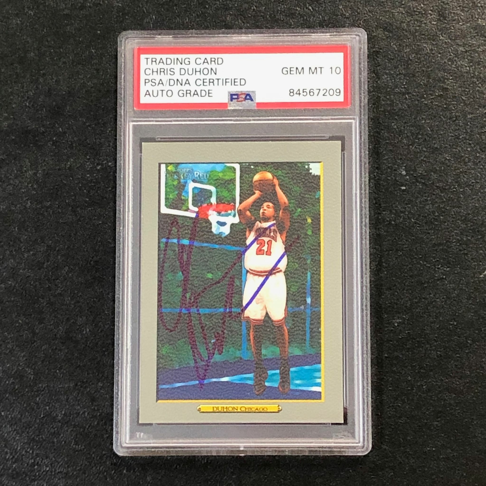 2006-07 Topps Turkey Red #65 Chris Duhon Signed Card AUTO 10 PSA Slabbed Bulls
