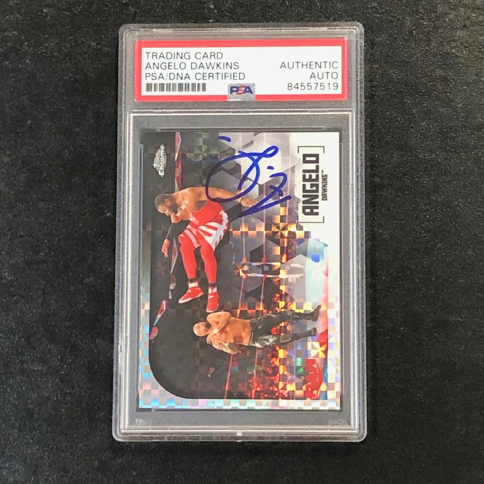 2020 Topps Chrome WWE # 71 Angelo Dawkins Signed Card PSA Slabbed Auto
