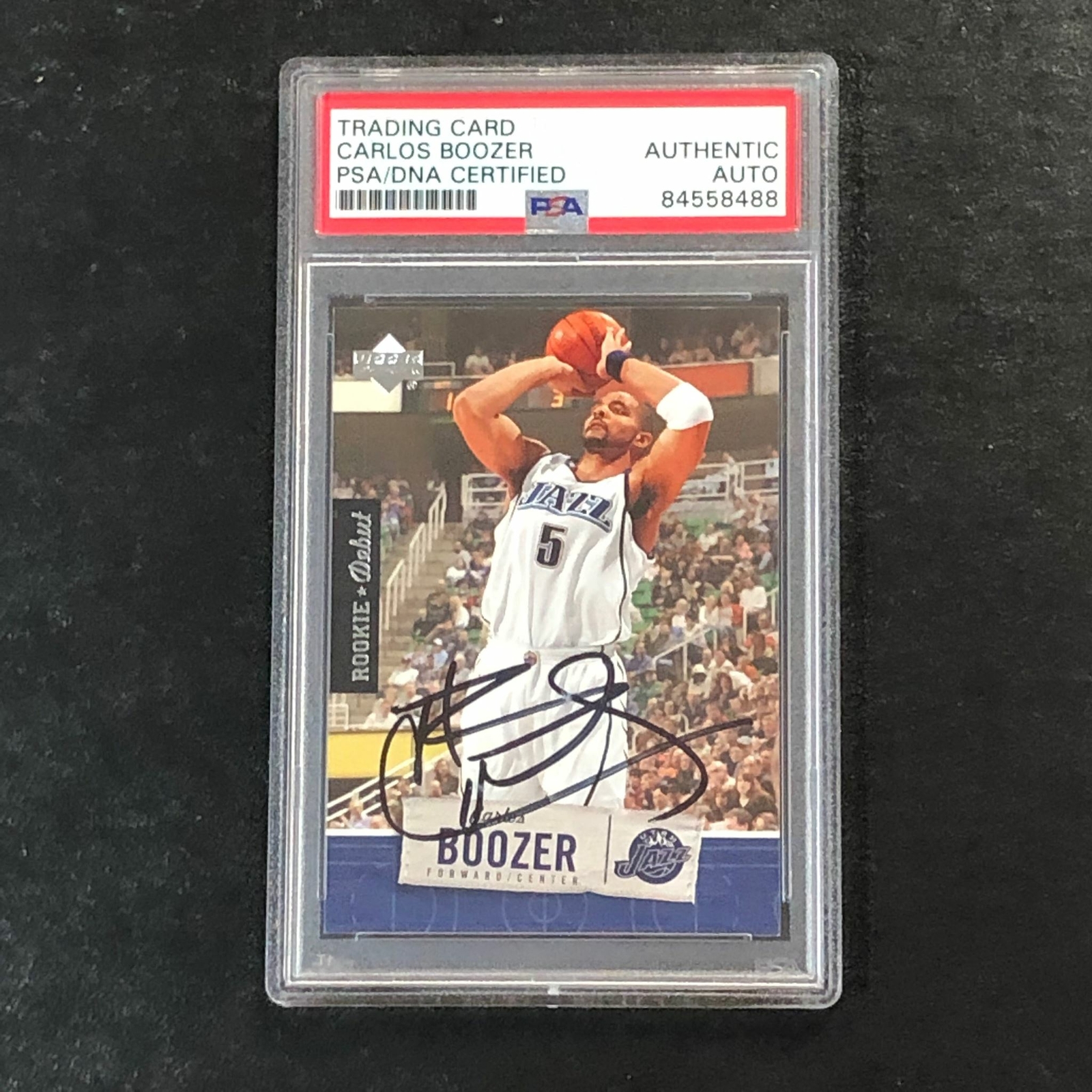 2005-06 Upper Deck Rookie Debut #95 Carlos Boozer Signed Card AUTO PSA Slabbed J
