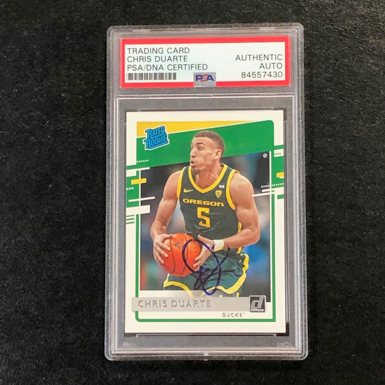 2021-22 Panini Chronicles Draft Picks #43 Chris Duarte Signed Card AUTO PSA slab
