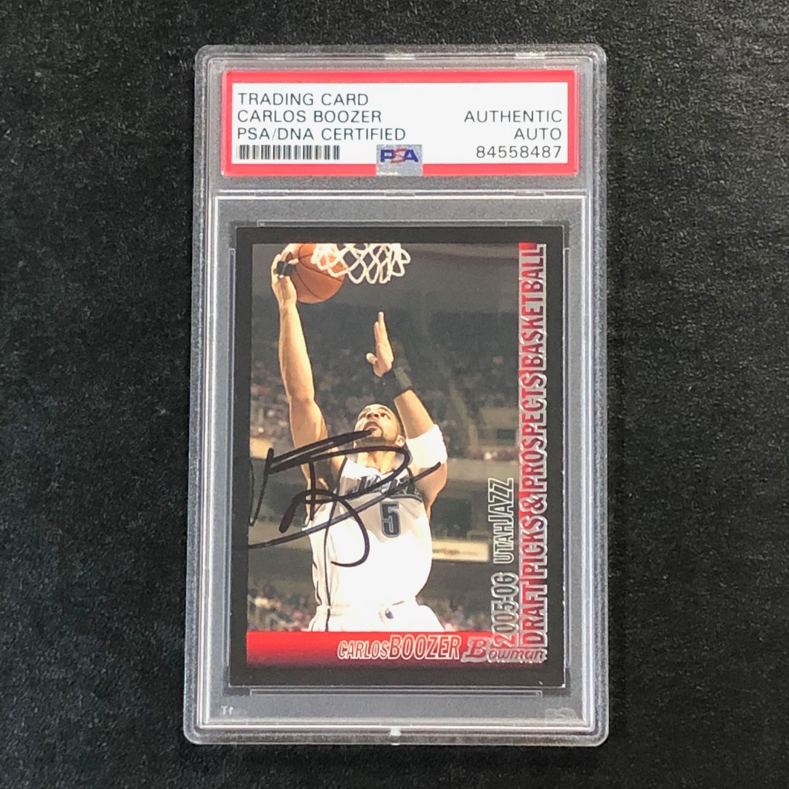 2005-06 Bowman Basketball #7 Carlos Boozer Signed Card AUTO PSA Slabbed Jazz
