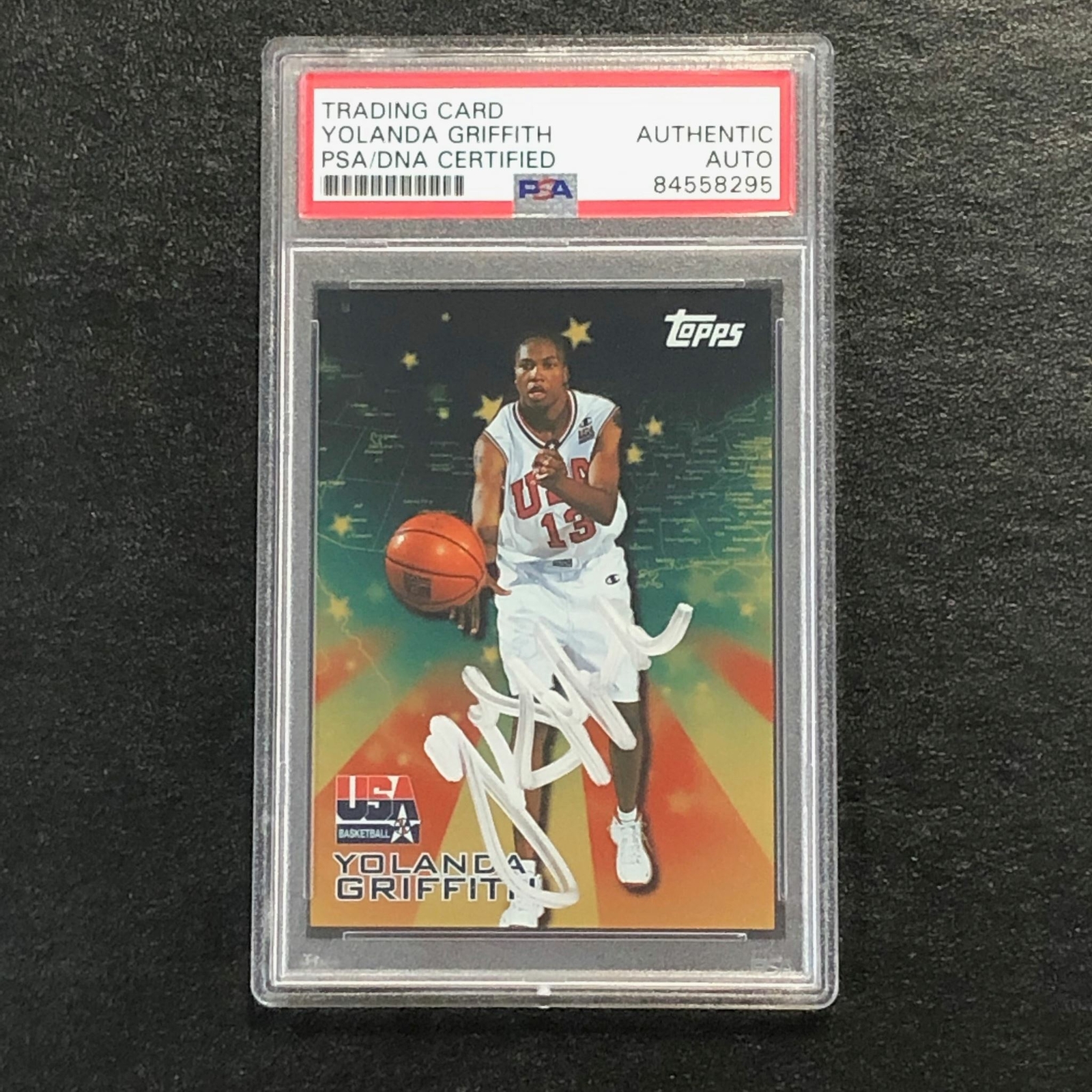 2000 TOPPS TEAM USA BASKETBALL #19 YOLANDA GRIFFITH SIGNED CARD AUTO PSA SLABBED COLLECTIBLE MEMORABILIA
