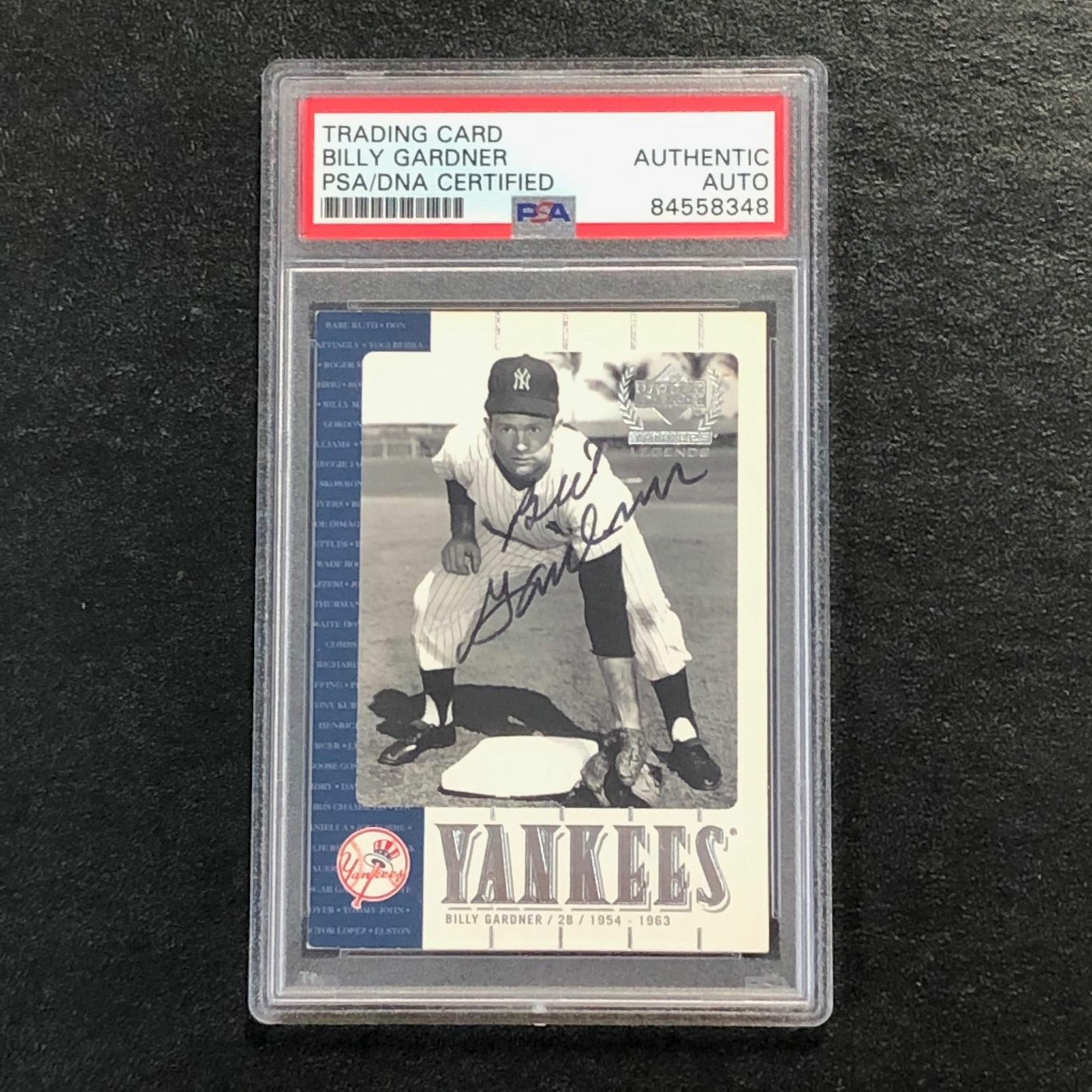 2000 Upper Deck Yankees Legends #39 Billy Gardner Signed Card PSA Slabbed Auto Y