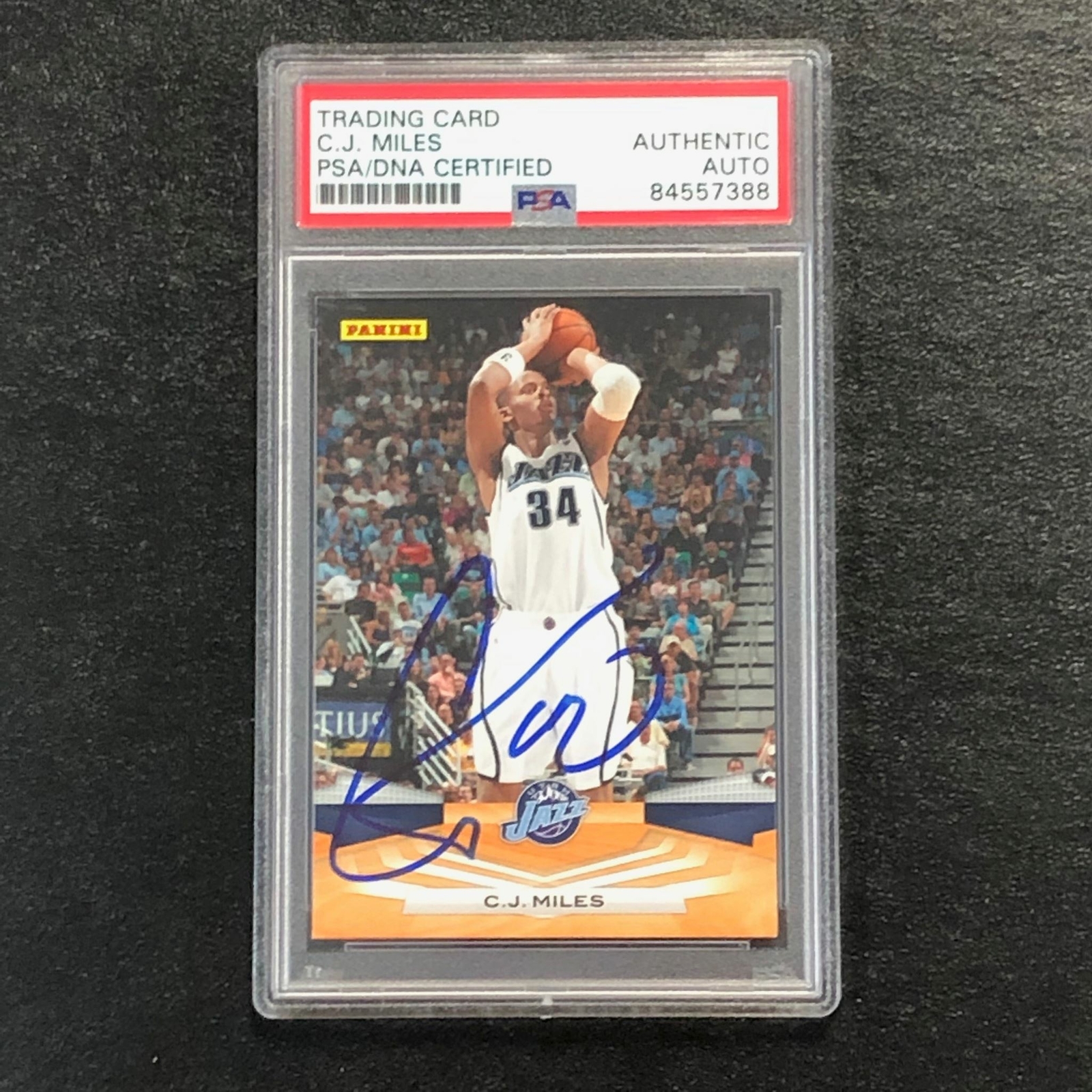 2009-10 PANINI BASKETBALL #237 C.J. MILES SIGNED CARD PSA SLABBED JAZZ COLLECTIBLE MEMORABILIA