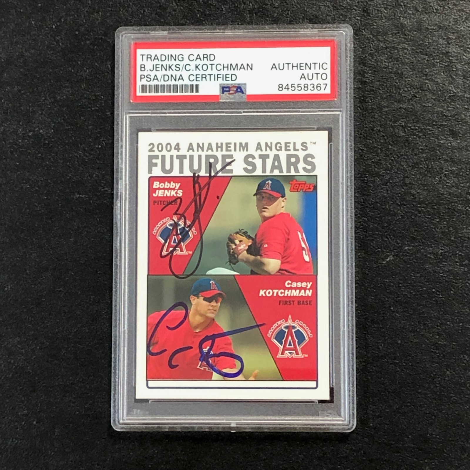 2004 TOPPS #331 BOBBY JENKS & CASEY KOTCHMAN DUAL SIGNED CARD PSA SLABBED AUTO A COLLECTIBLE MEMORABILIA