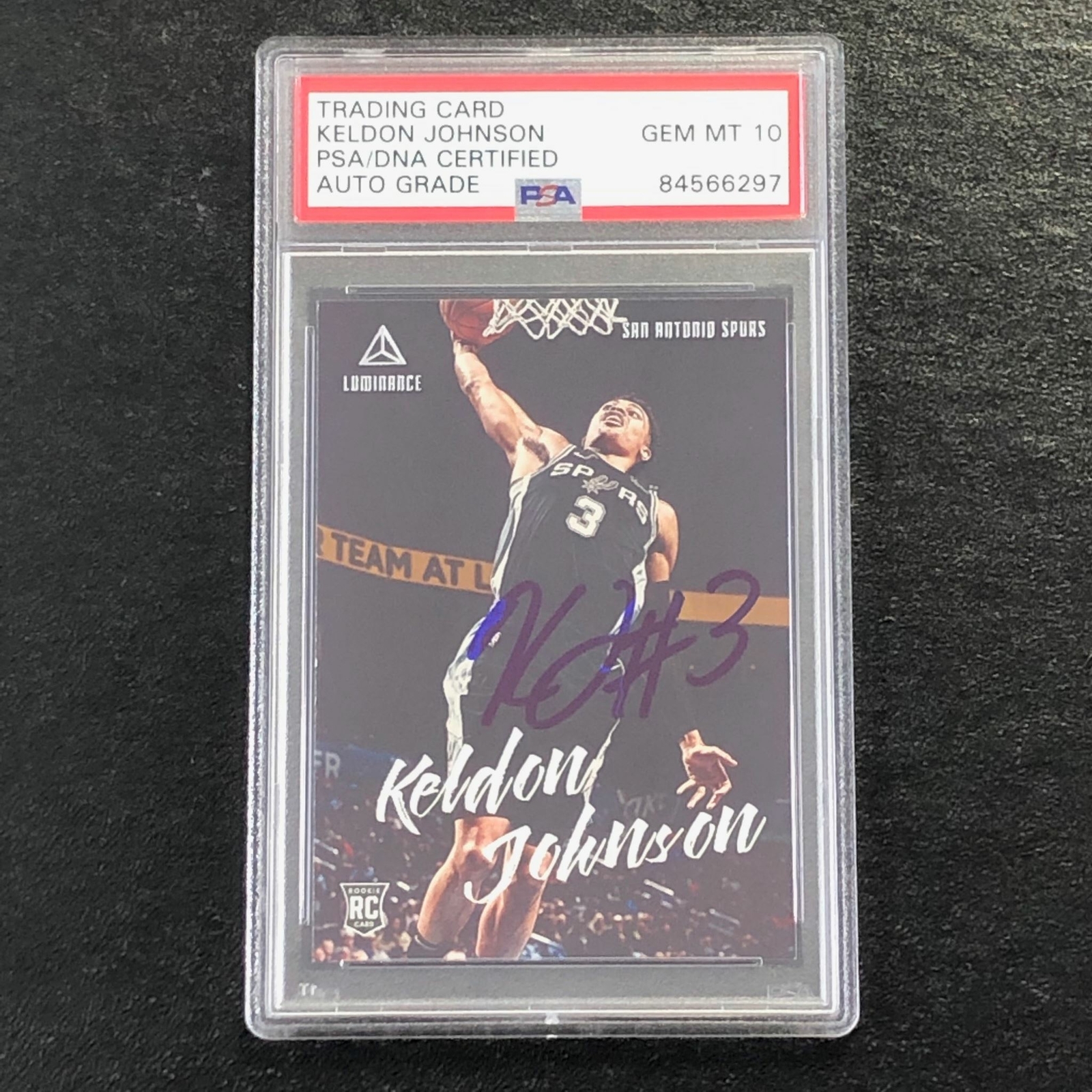 2019-20 Panini Chronicles Luminance #140 Keldon Johnson Signed Card Auto 10 PSA