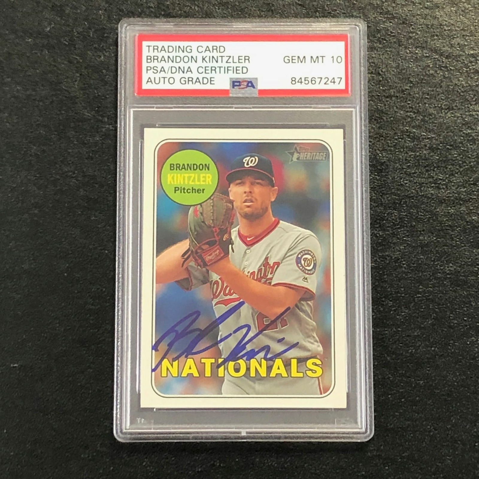 2018 Topps Heritage #355 Brandon Kintzler Signed Card PSA Slabbed Auto 10 Nation