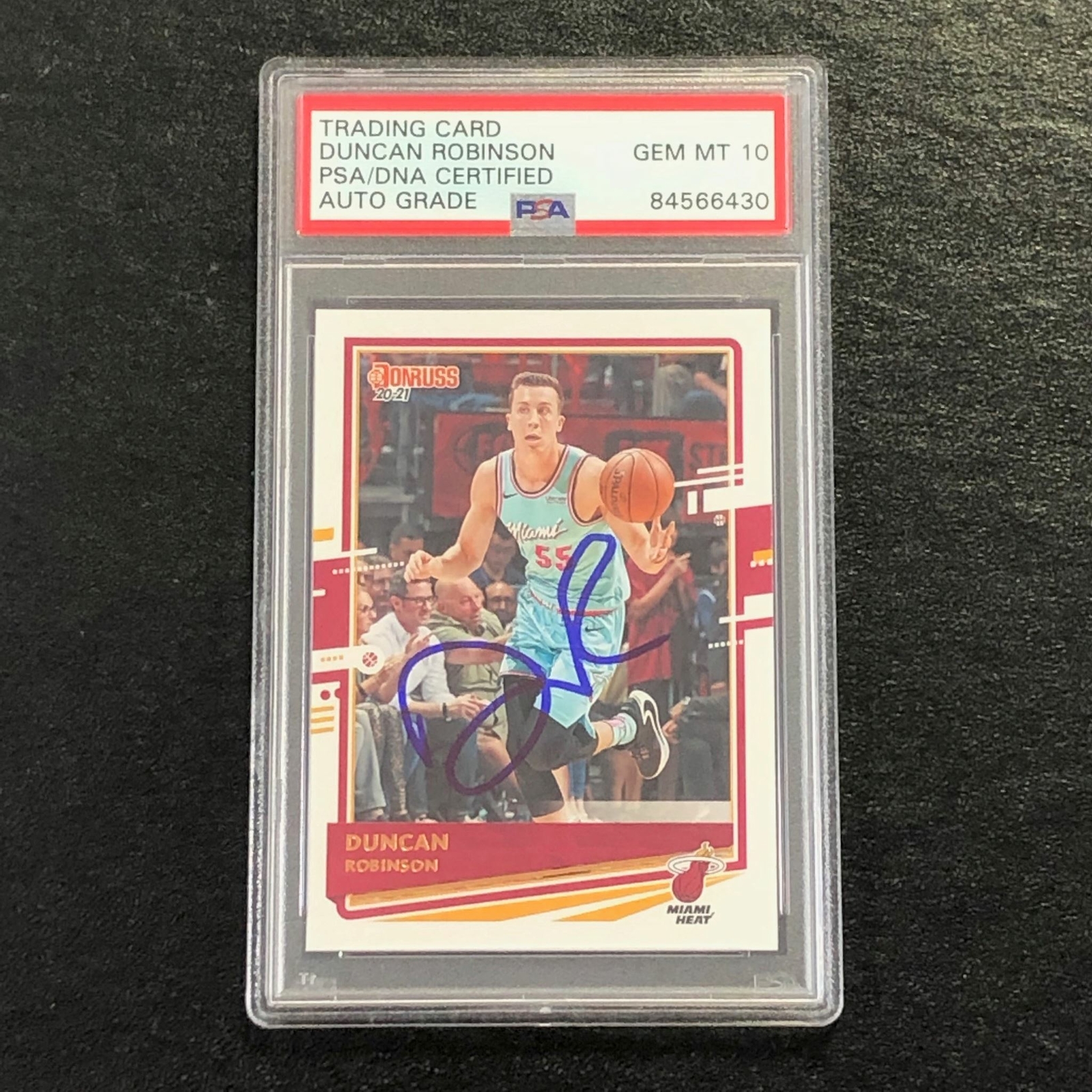 2020-21 Donruss #158 Duncan Robinson Signed Card AUTO 10 PSA Slabbed Heat