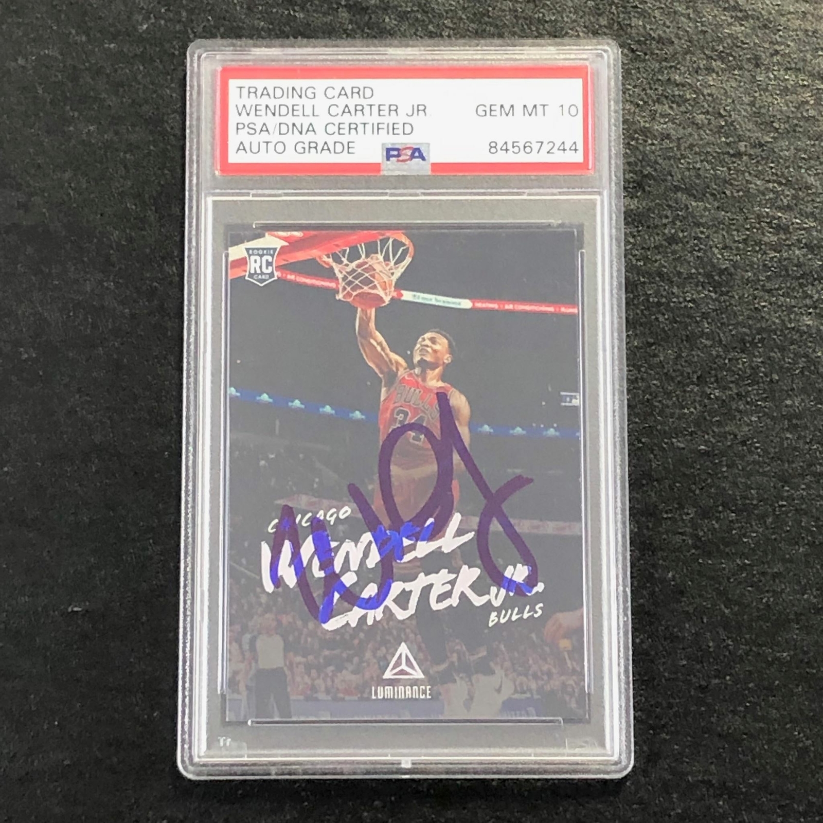 2018-19 Panini Chronicles Luminance #154 Wendell Carter Jr. Signed Card AUTO 10