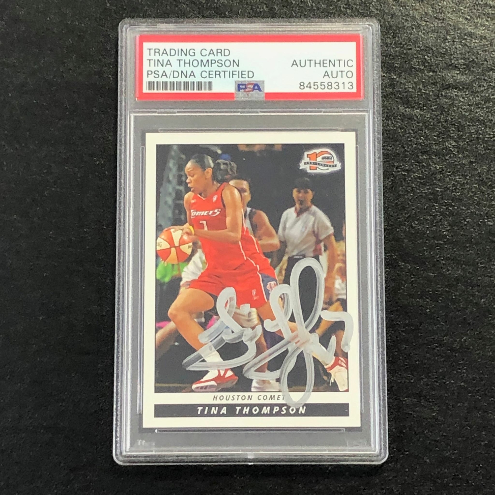 2006 WNBA #91 Tina Thompson Signed Card AUTO PSA/DNA Slabbed Comets