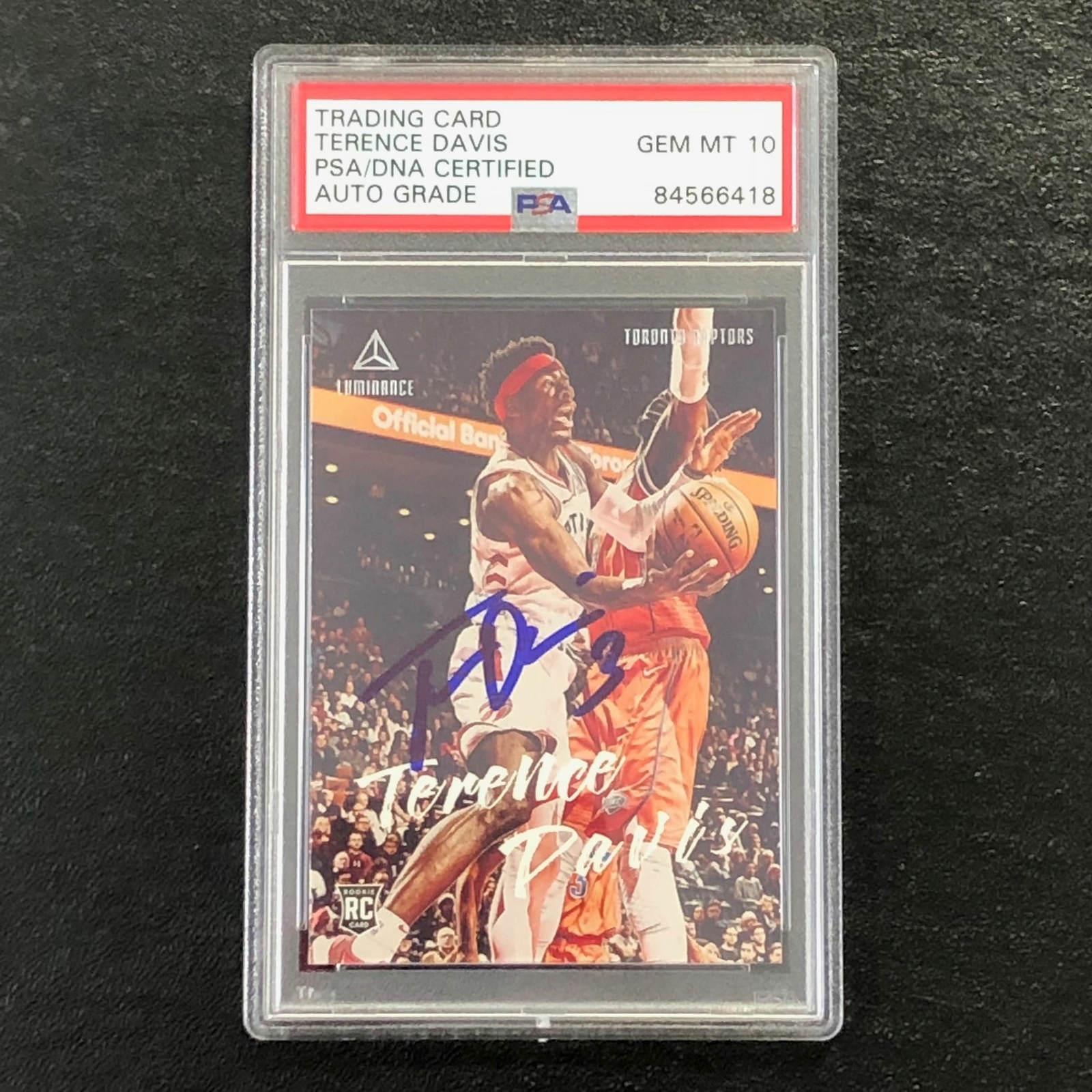 2019-20 Panini Chronicles Luminance #138 Terence Davis Signed Card AUTO 10 PSA S