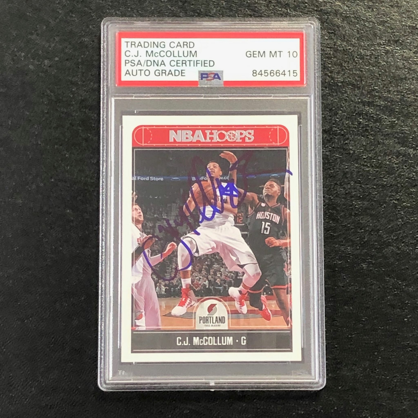 2017-18 NBA Hoops #227 CJ McCollum Signed Card AUTO 10 PSA Slabbed Blazers