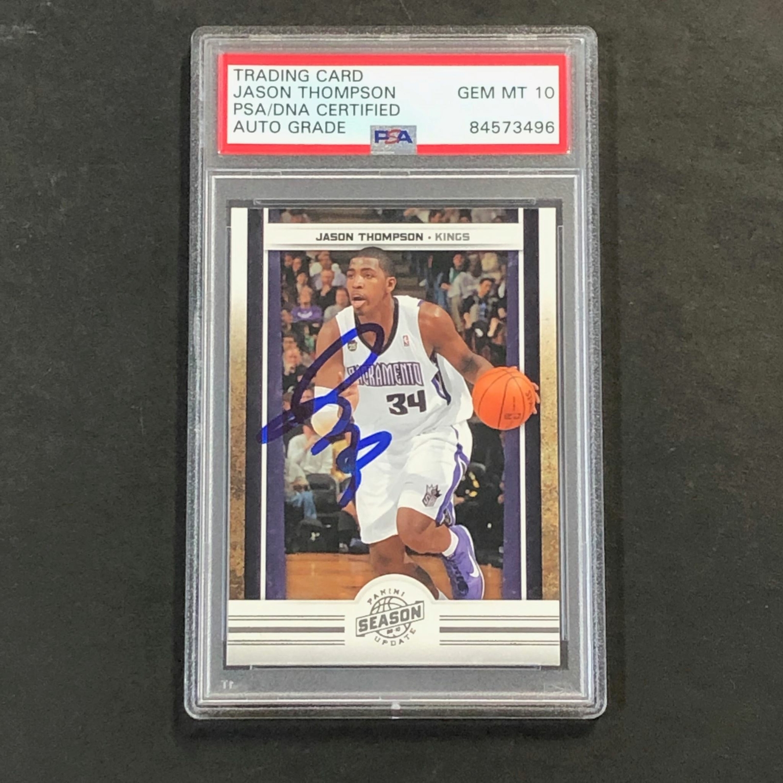 2009-10 Panini Season Update #148 Jason Thompson Signed Card AUTO 10 PSA Slabbed