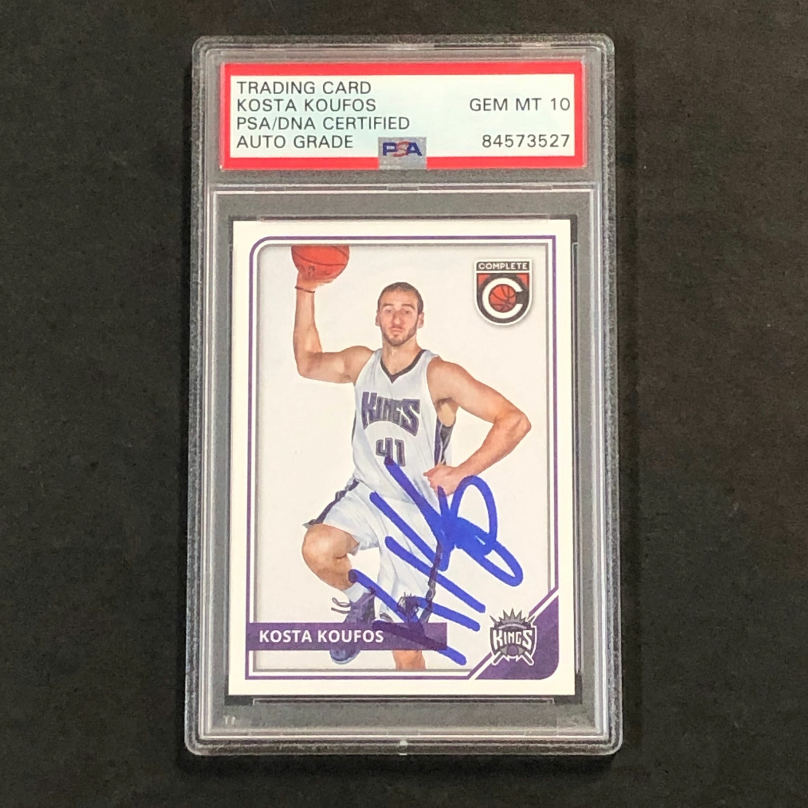 2015-16 Panini Complete #93 Kosta Koufos signed Card Auto 10 PSA Slabbed Kings