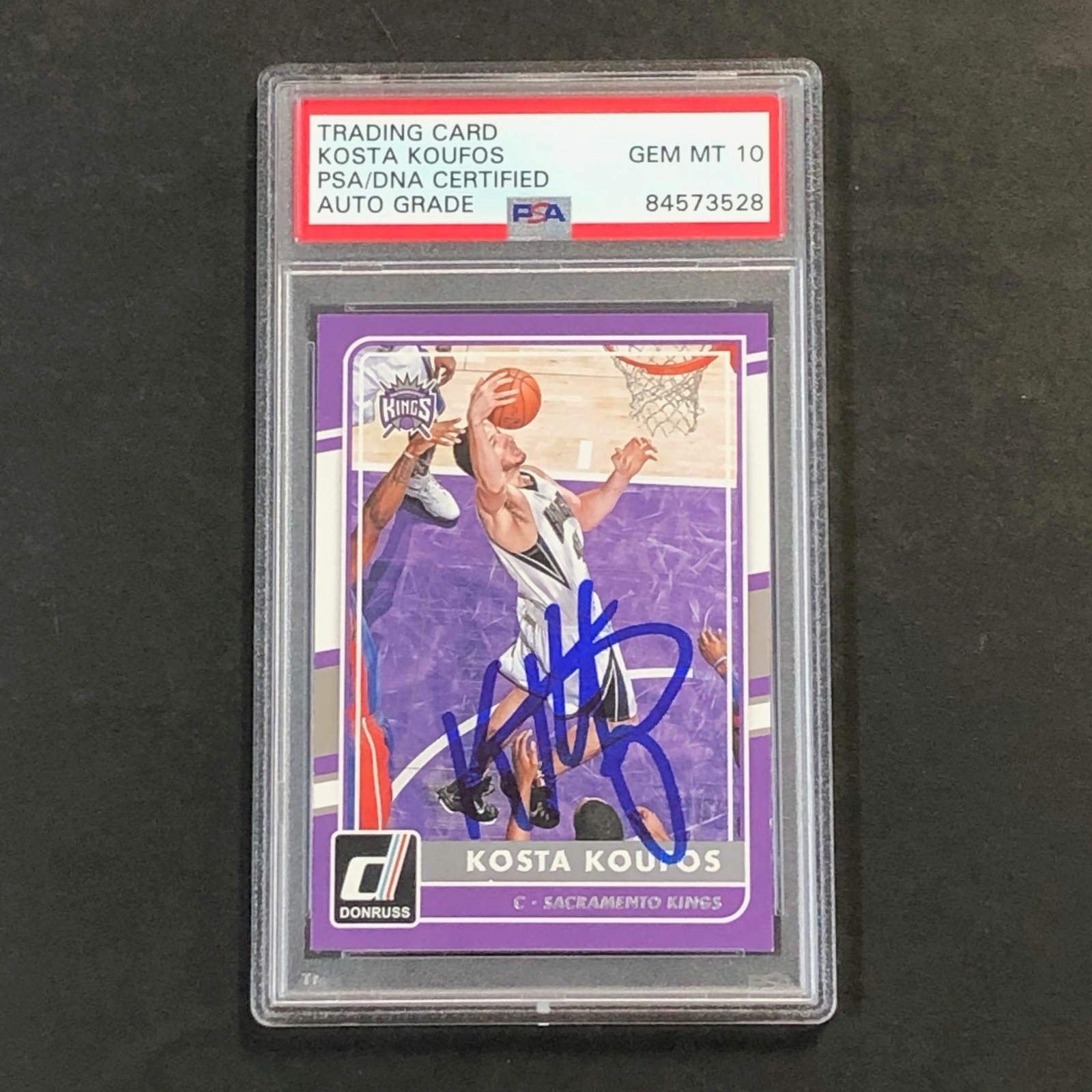 2015-16 Donruss Basketball #182 Kosta Koufos signed Card Auto 10 PSA Slabbed Kin