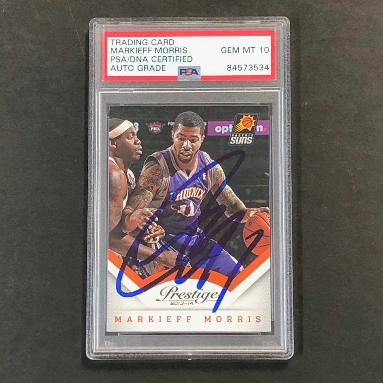 2013-14 Panini Prestige #107 Markieff Morris Signed Card AUTO 10 PSA Slabbed Sun