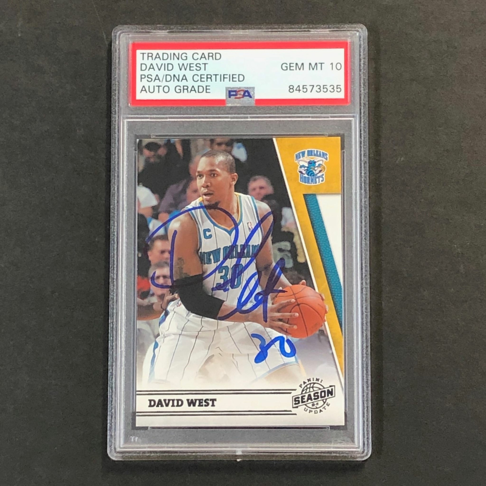 2010-11 Panini Season Update #118 David West Signed AUTO 10 PSA Slabbed Hornets