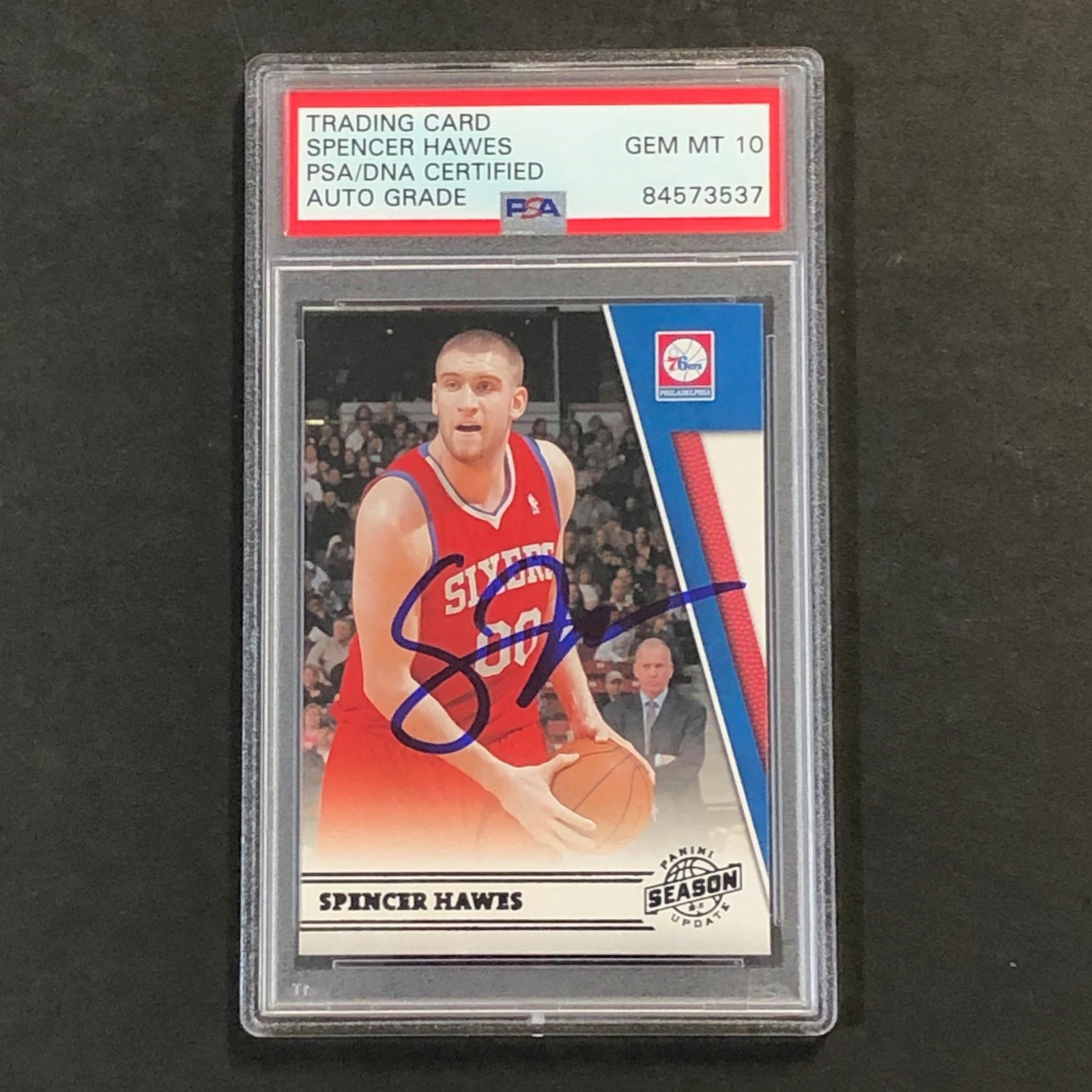 2010-11 Panini Season Update #25 Spencer Hawes Signed Card AUTO 10 PSA/DNA Slabb
