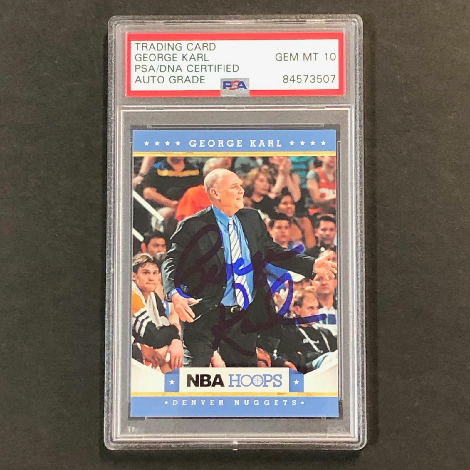 2012-13 NBA Hoops #115 George Karl Signed AUTO 10 PSA Slabbed Nuggets