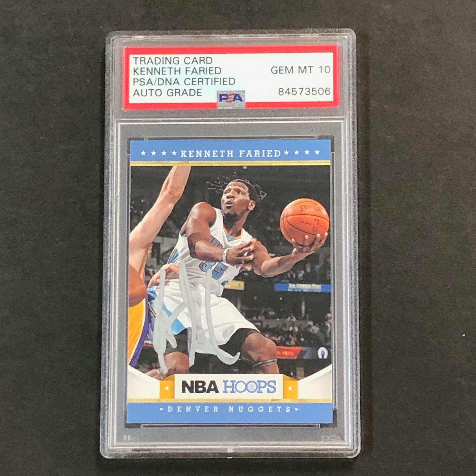 2012-13 NBA Hoops #242 Kenneth Faried Signed AUTO 10 PSA Slabbed Nuggets