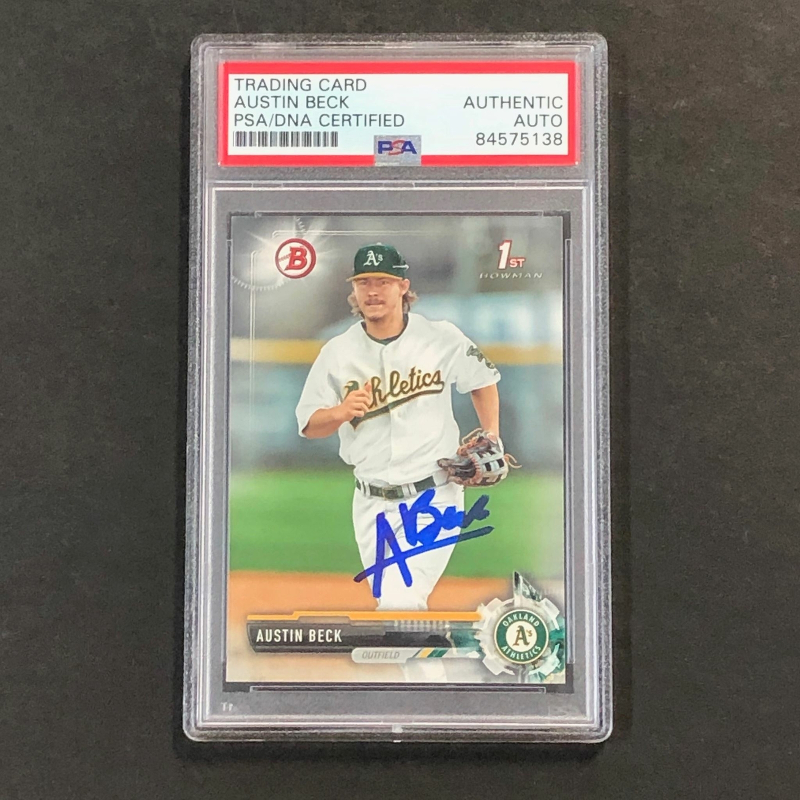 2017 BOWMAN DRAFT #BD-60 AUSTIN BECK Signed Card PSA Slabbed Auto A's