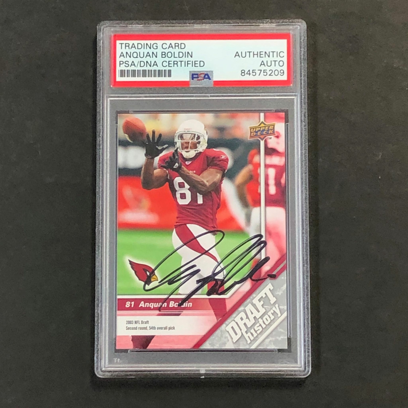 2009 Upper Deck Draft History #180 Anquan Boldin Signed Card PSA Auto Slabbed Ca