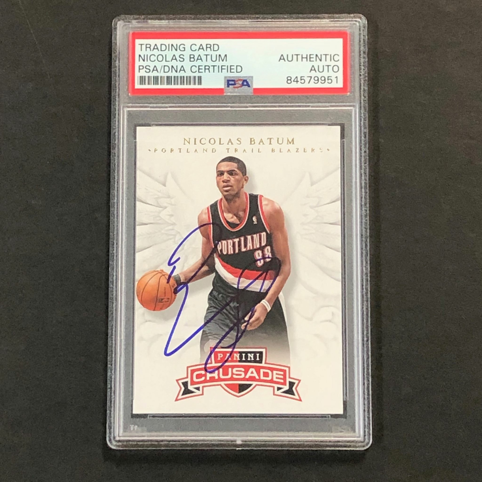 2012-13 Panini Crusade #40 Nicolas Batum Signed Card AUTO PSA Slabbed Trail Blaz