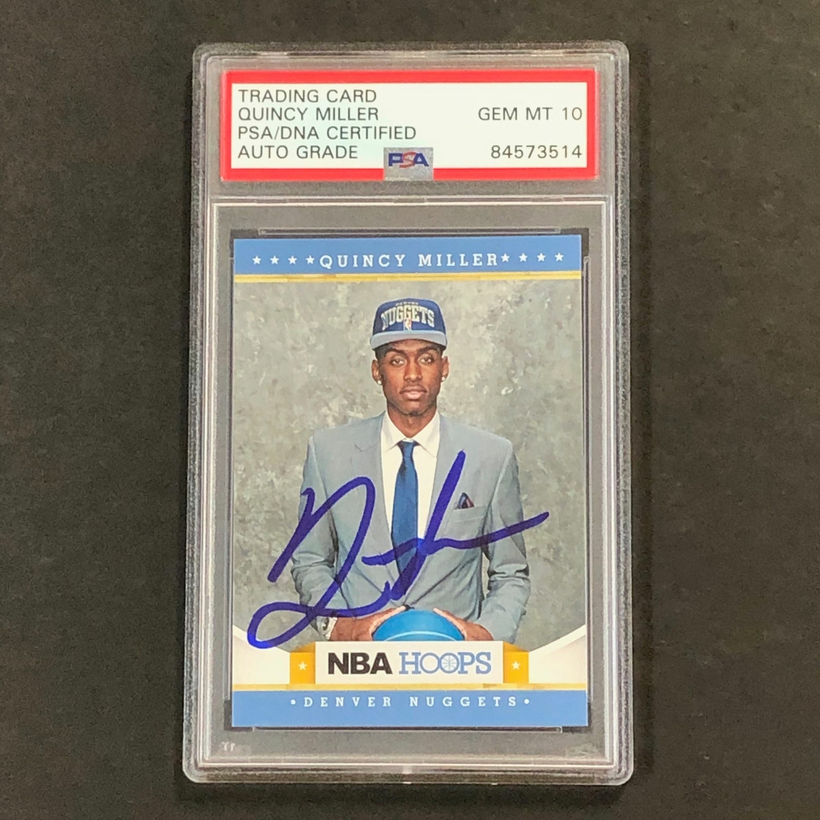 2012-13 NBA Hoops #294 Quincy Miller Signed AUTO 10 PSA Slabbed Nuggets