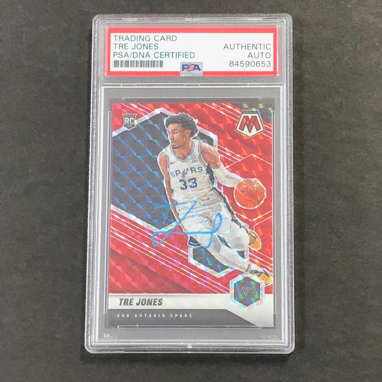 2020-21 Mosaic Basketball Red Reactive #243 Tre Jones Signed Card AUTO PSA/DNA S