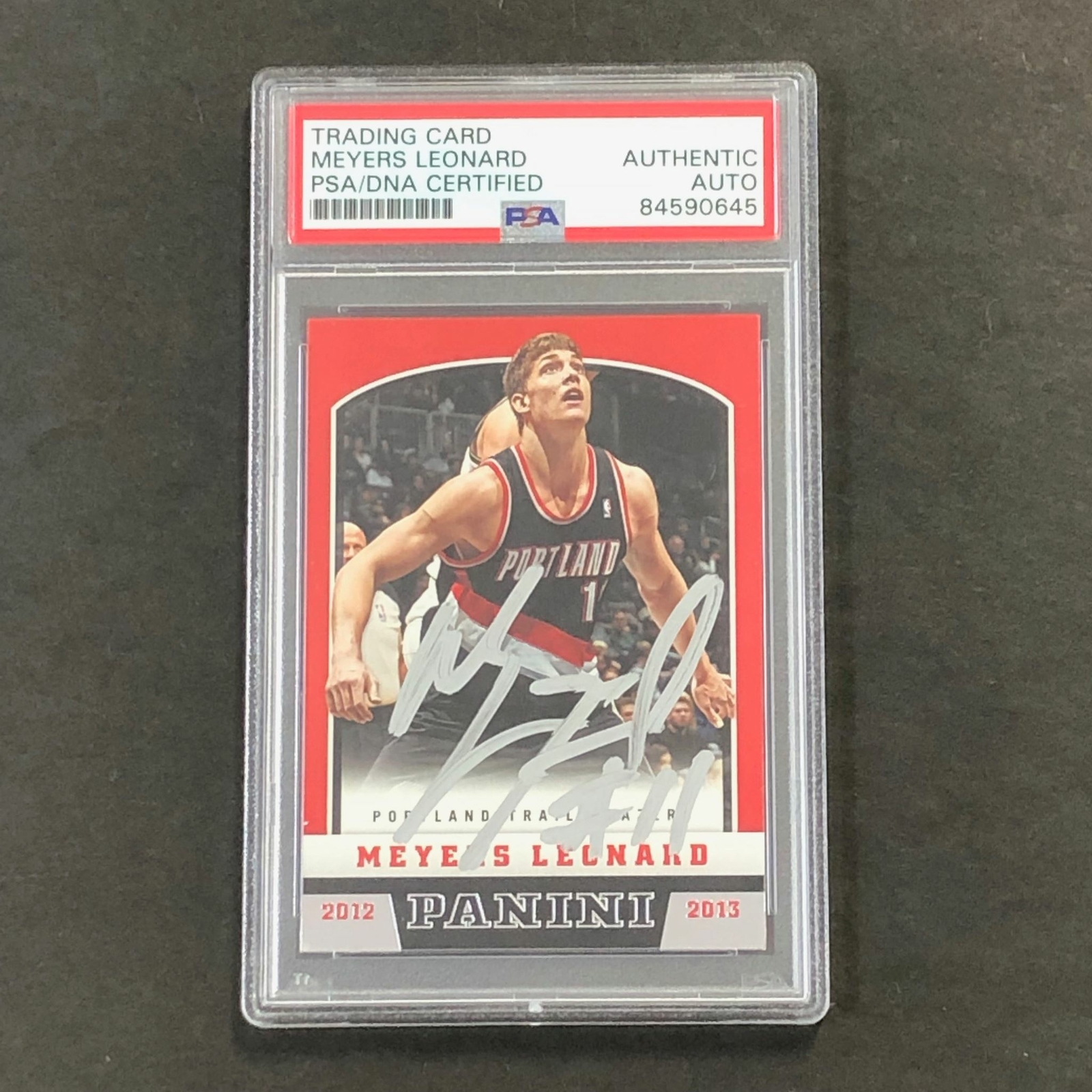 2012-13 Panini #208 Meyers Leonard Signed Card AUTO PSA Slabbed Trail Blazers