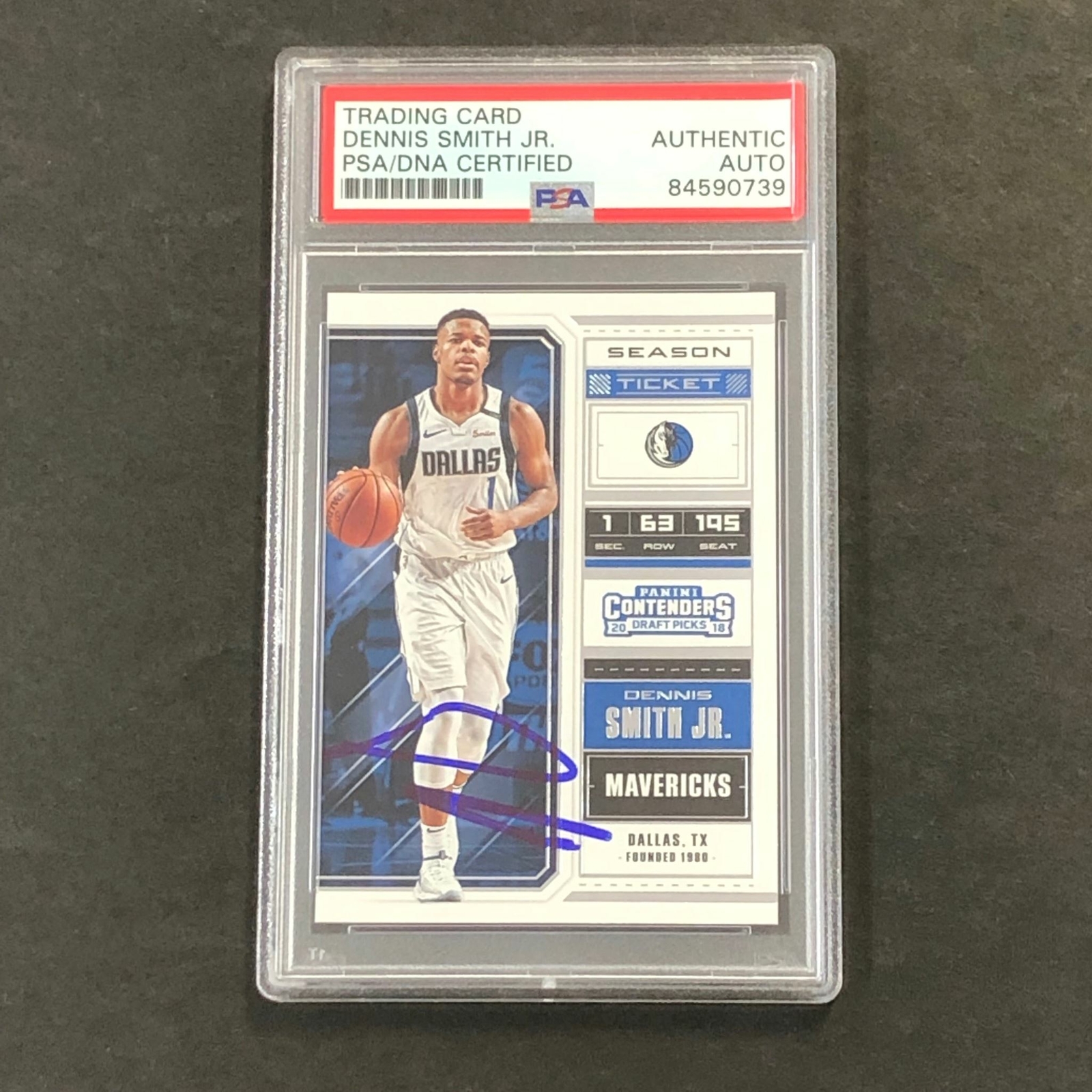 2018-19 Contenders Draft Picks #12 Dennis Smith Jr. Signed Card AUTO PSA Slabbed