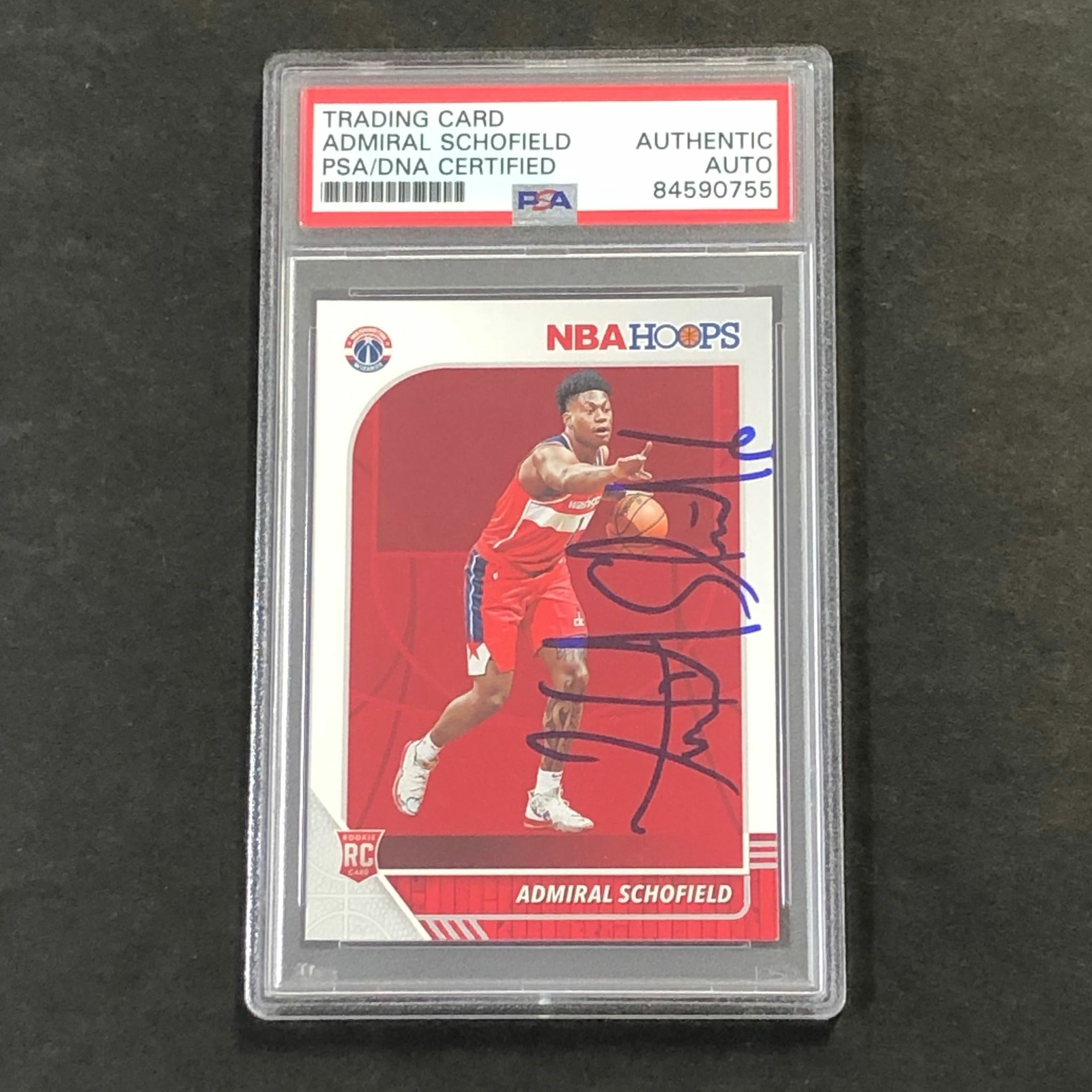 2019-20 NBA Hoops #231 Admiral Schofield Signed Card AUTO PSA Slabbed RC Wizards