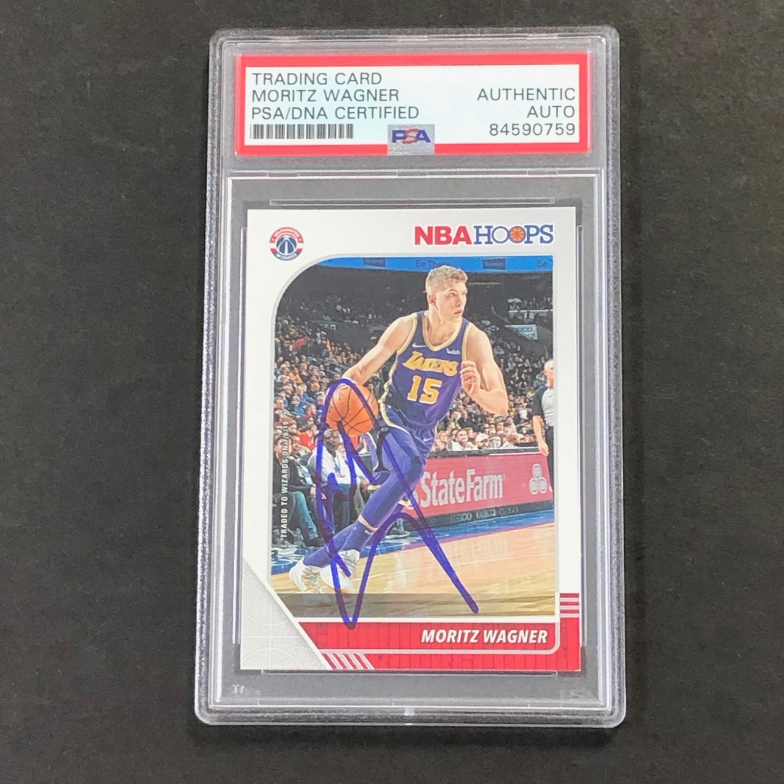 2019-20 NBA Hoops #276 Moritz Wagner Signed Card AUTO PSA Slabbed Wizards