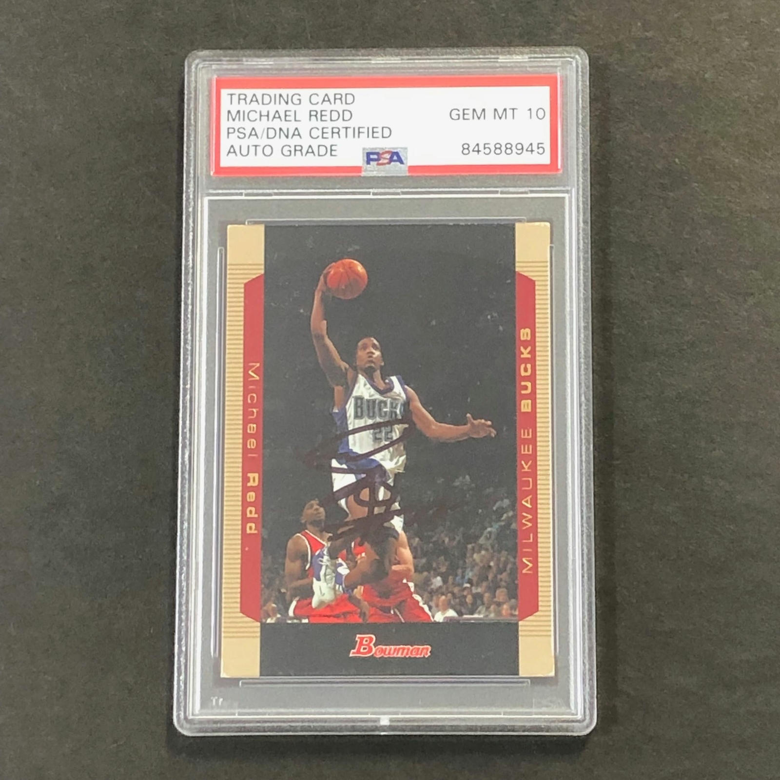 2004-05 BOWMAN #22 MICHAEL REDD SIGNED CARD AUTO 10 PSA SLABBED BUCKS COLLECTIBLE MEMORABILIA