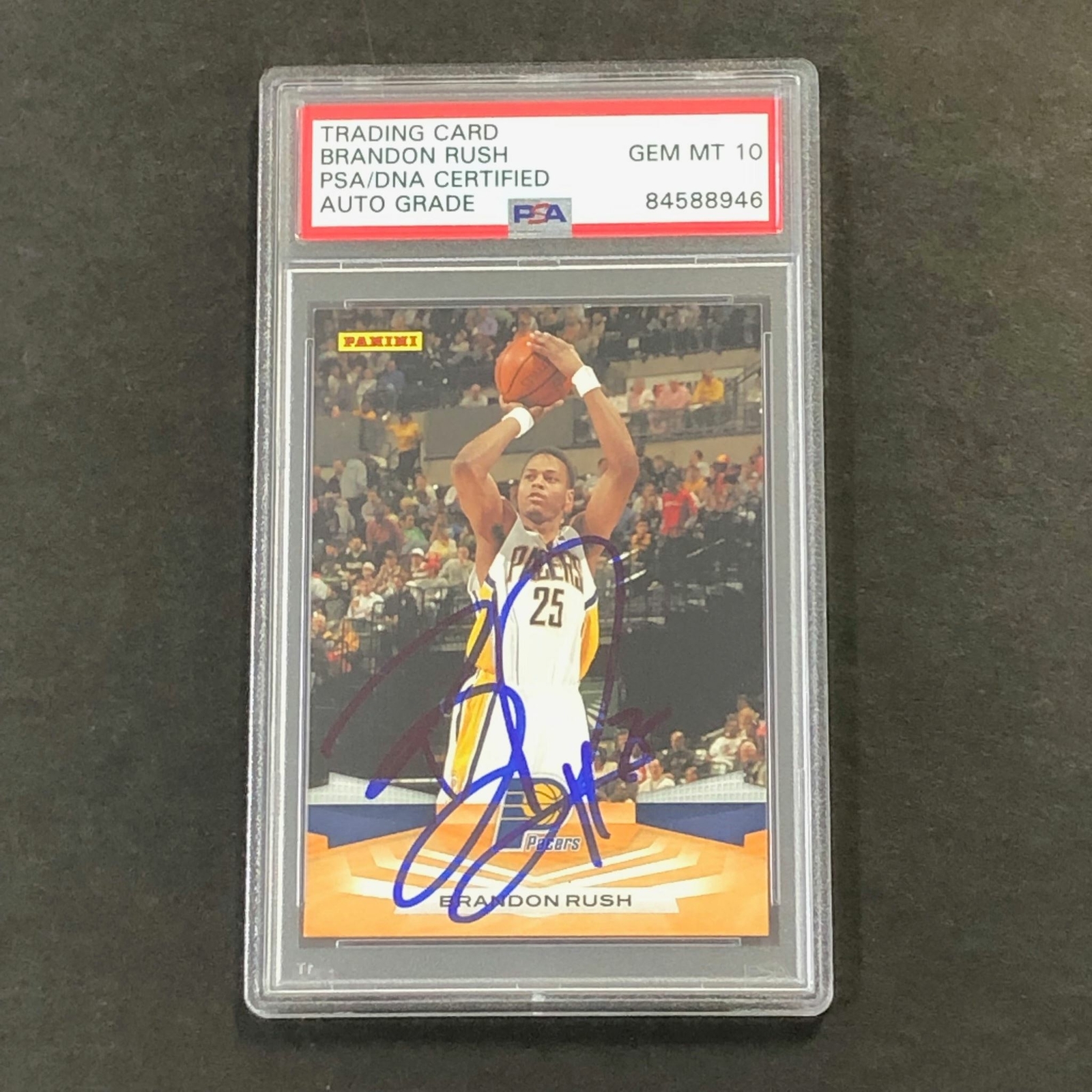 2009-10 Panini Basketball #82 Brandon Rush Signed Card AUTO 10 PSA Slabbed Pacer