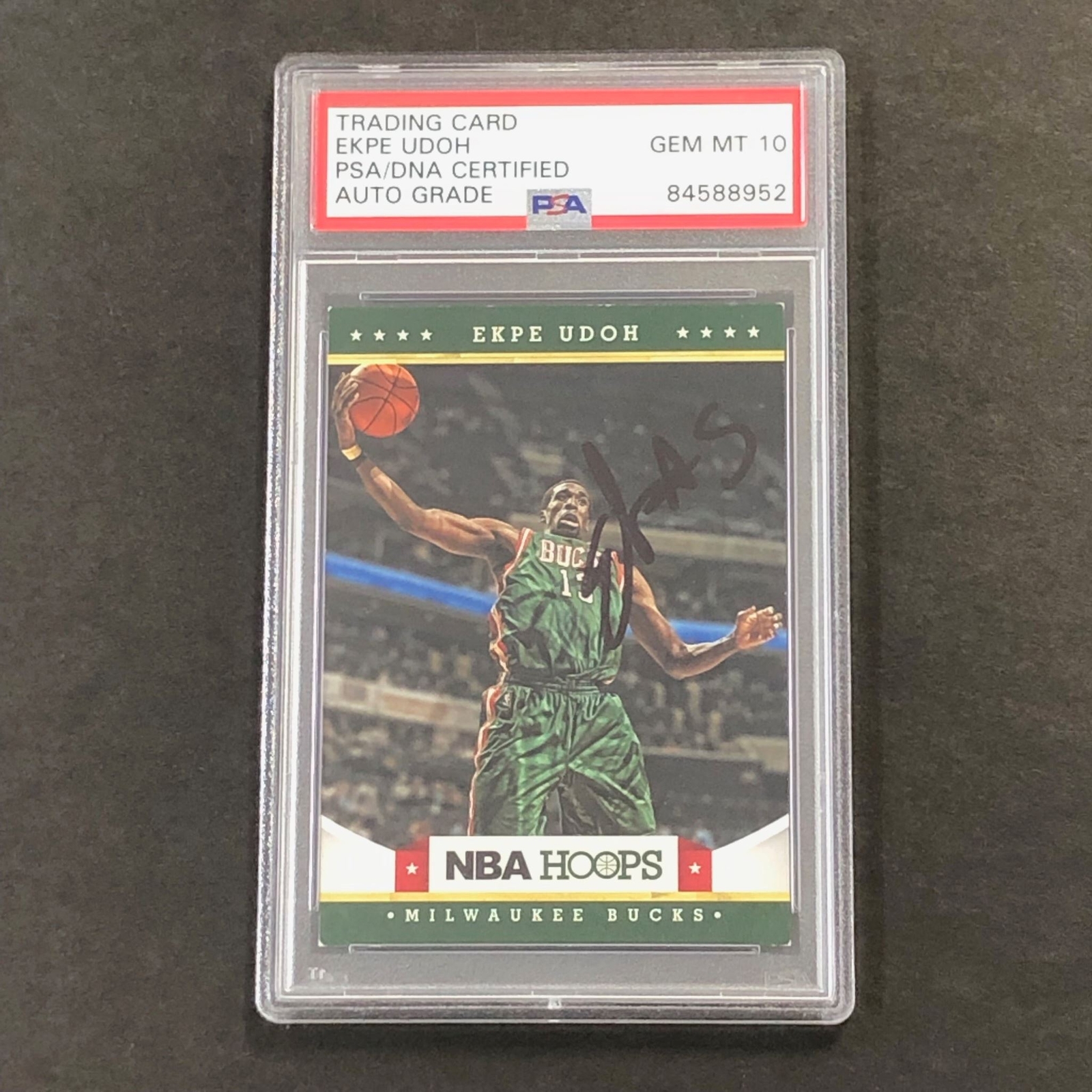 2012 NBA Hoops #MB1 Ekpe Udoh Signed Card AUTO 10 PSA Slabbed Bucks