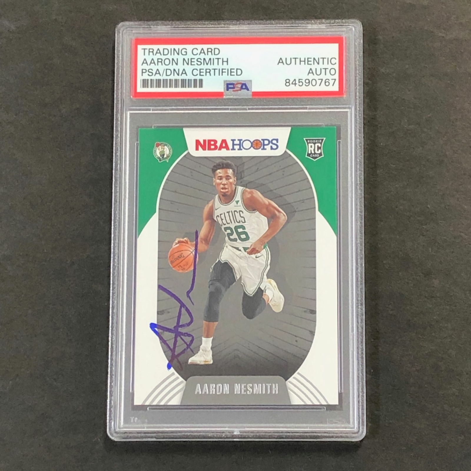 2020-21 NBA Hoops #202 Aaron Nesmith Signed Card AUTO PSA Slabbed RC Celtics