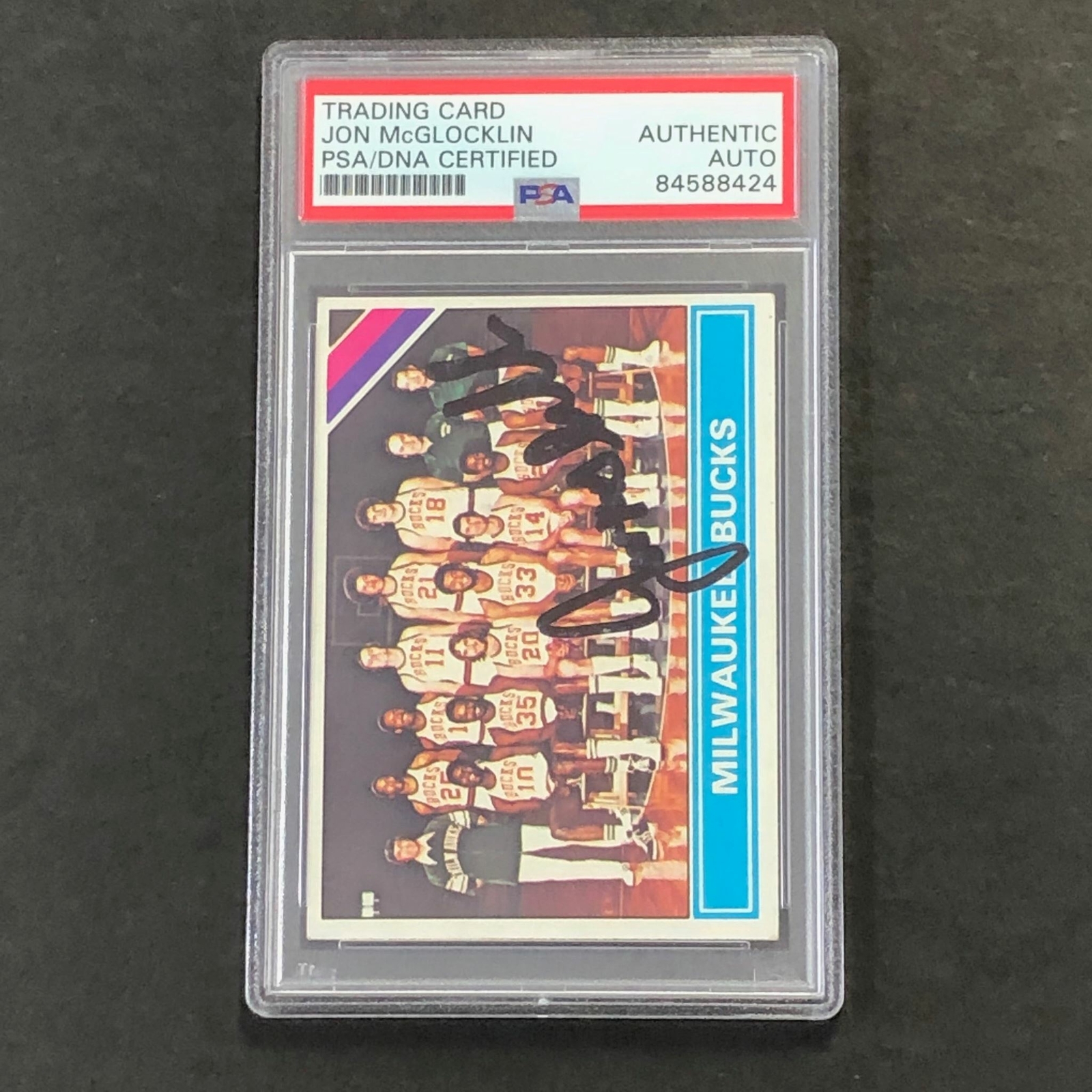 1975 TOPPS TEAM CARD #213 JON MCGLOCKLIN SIGNED CARD AUTO PSA/DNA SLABBED BUCKS COLLECTIBLE MEMORABILIA