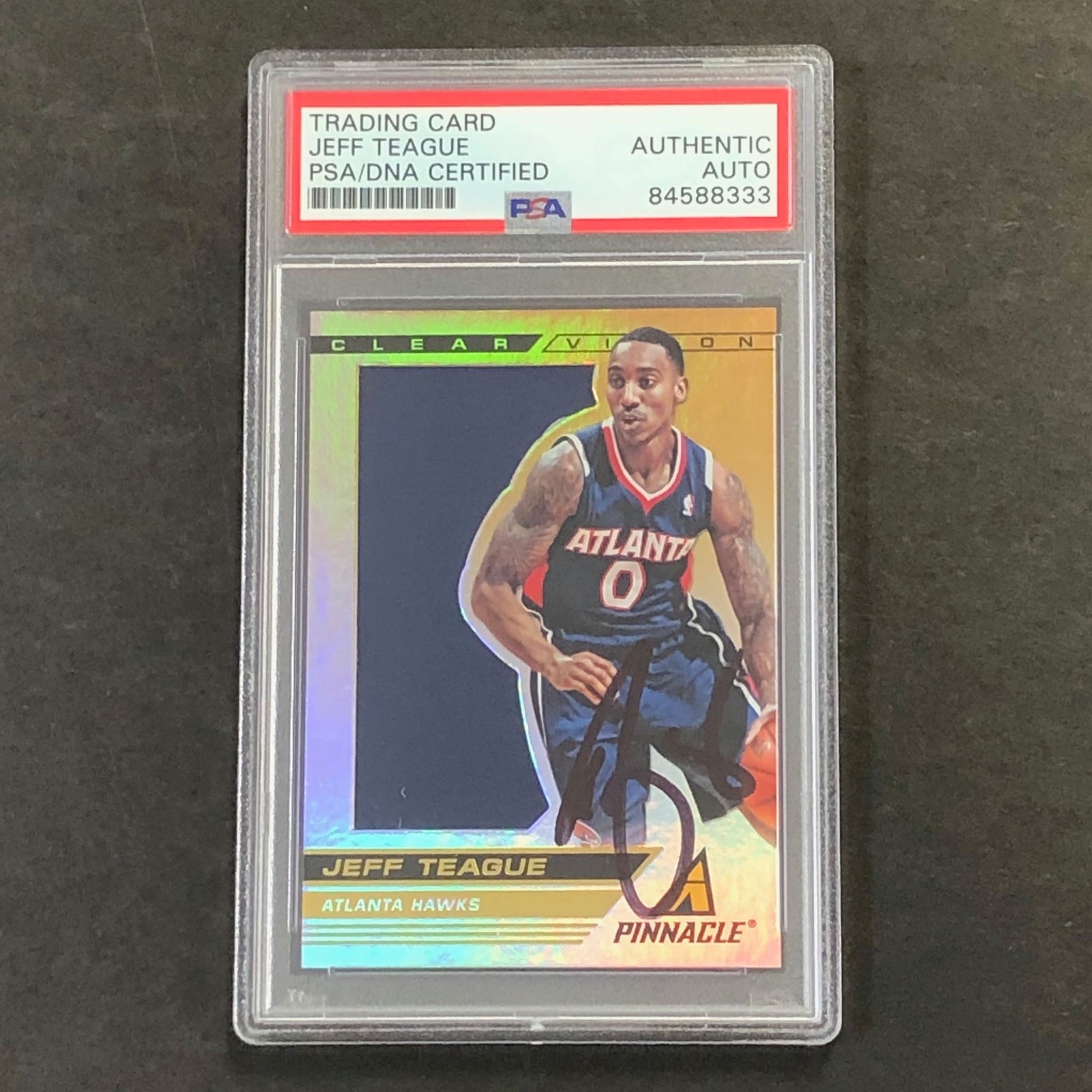 2013-14 Pinnacle Clear Vision #15 Jeff Teague Signed Card AUTO PSA Slabbed Hawks