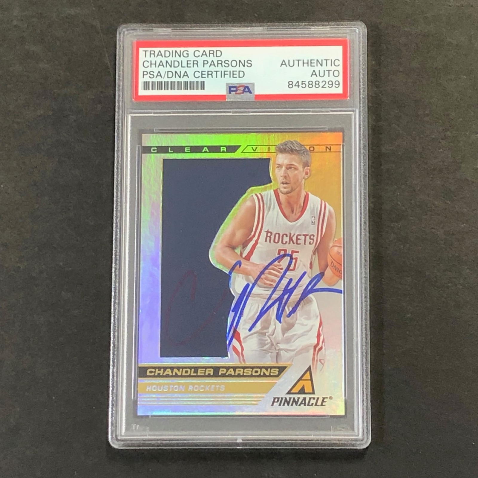 2013-14 Pinnacle Clear Vision #74 Chandler Parsons Signed Card AUTO PSA/DNA Slab