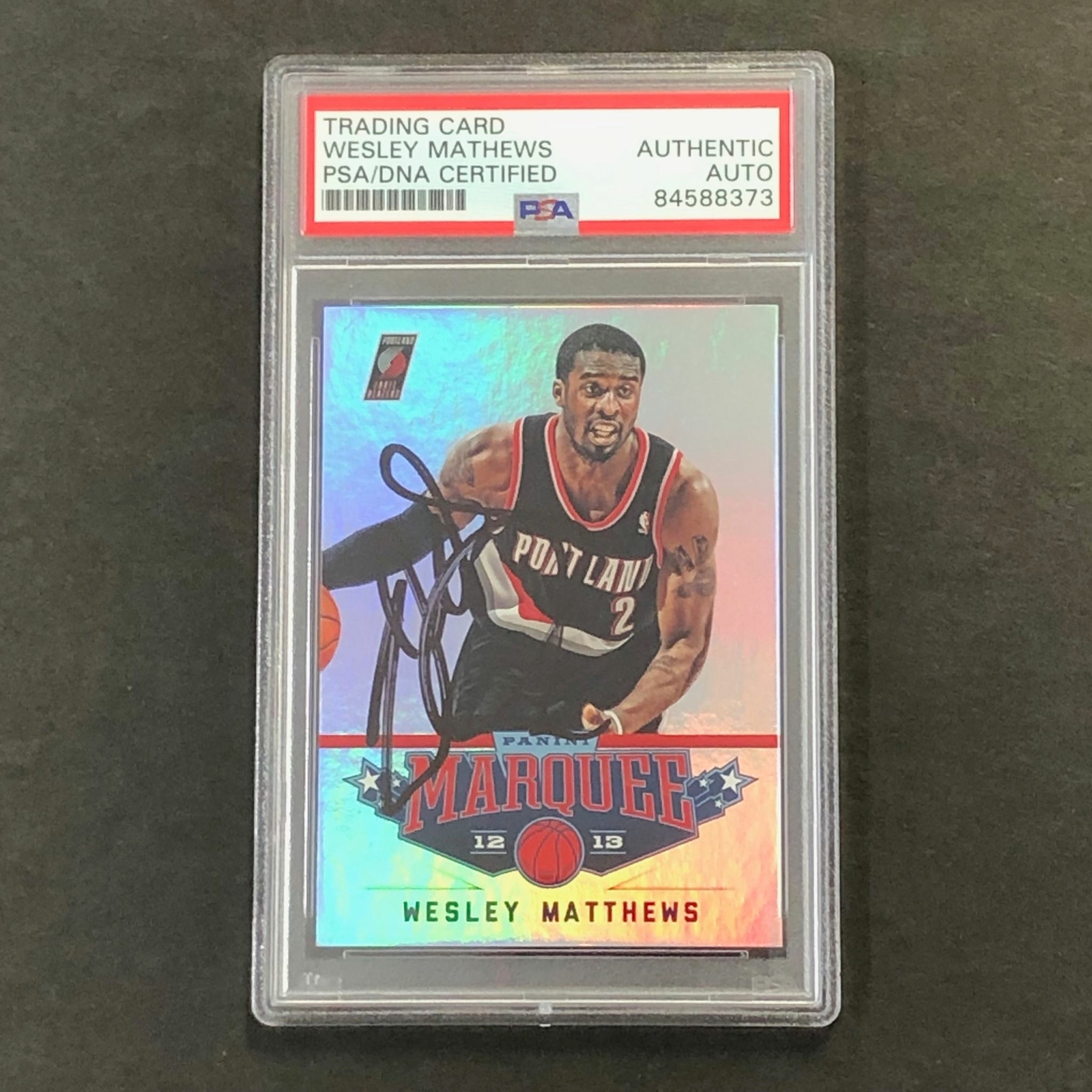 2012-13 Panini Marquee #60 Wesley Matthews Signed Card AUTO PSA Slabbed Trailbla