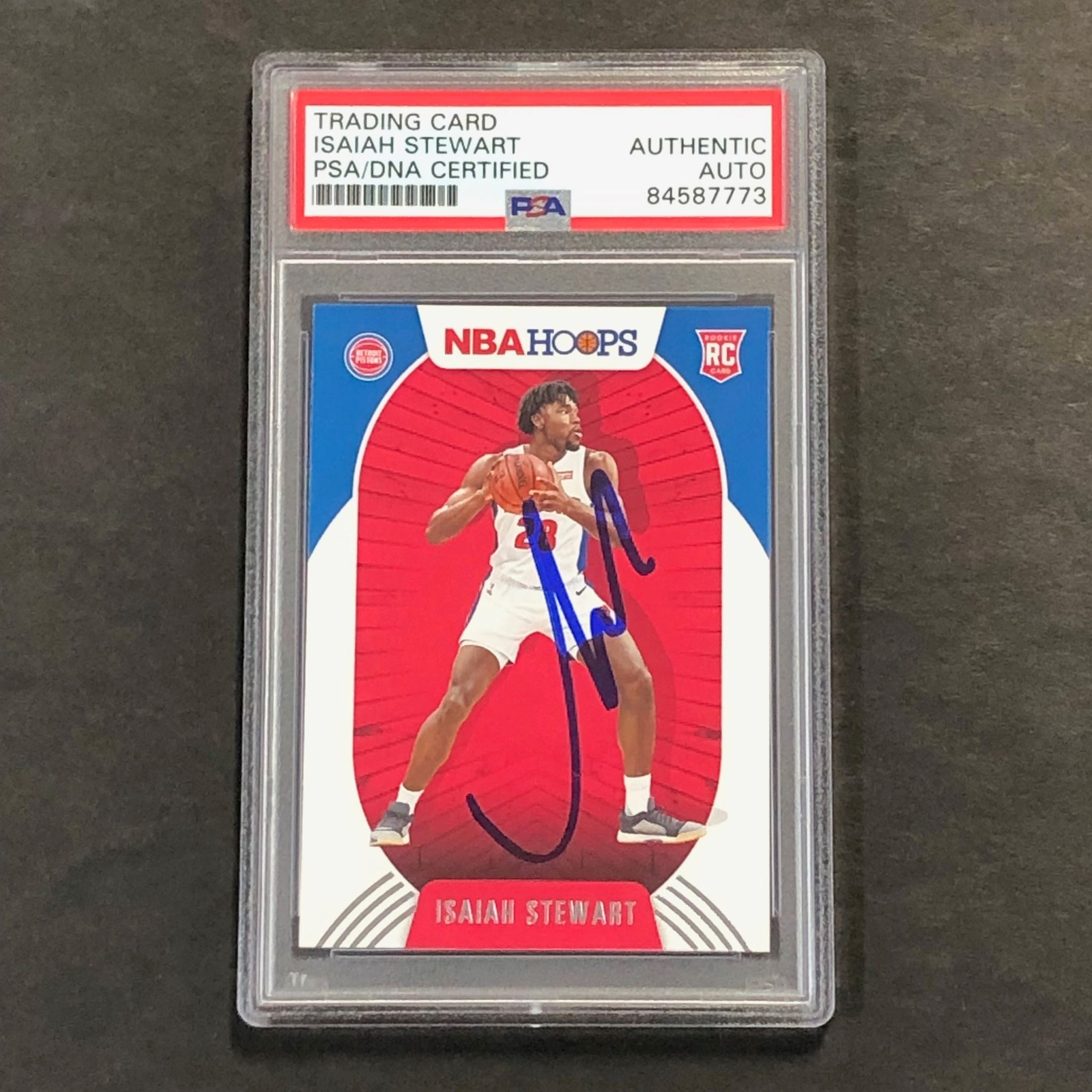 2020-21 NBA HOOPS #233 ISAIAH STEWART SIGNED CARD AUTO PSA SLABBED RC PISTONS COLLECTIBLE MEMORABILIA