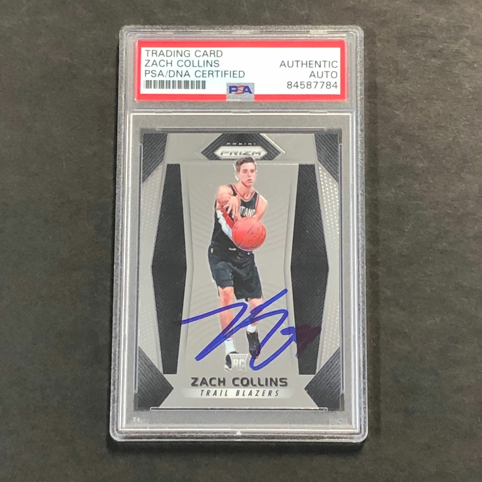 2017-18 Panini Prizm #144 ZACH COLLINS Signed Card AUTO PSA Slabbed RC Blazers